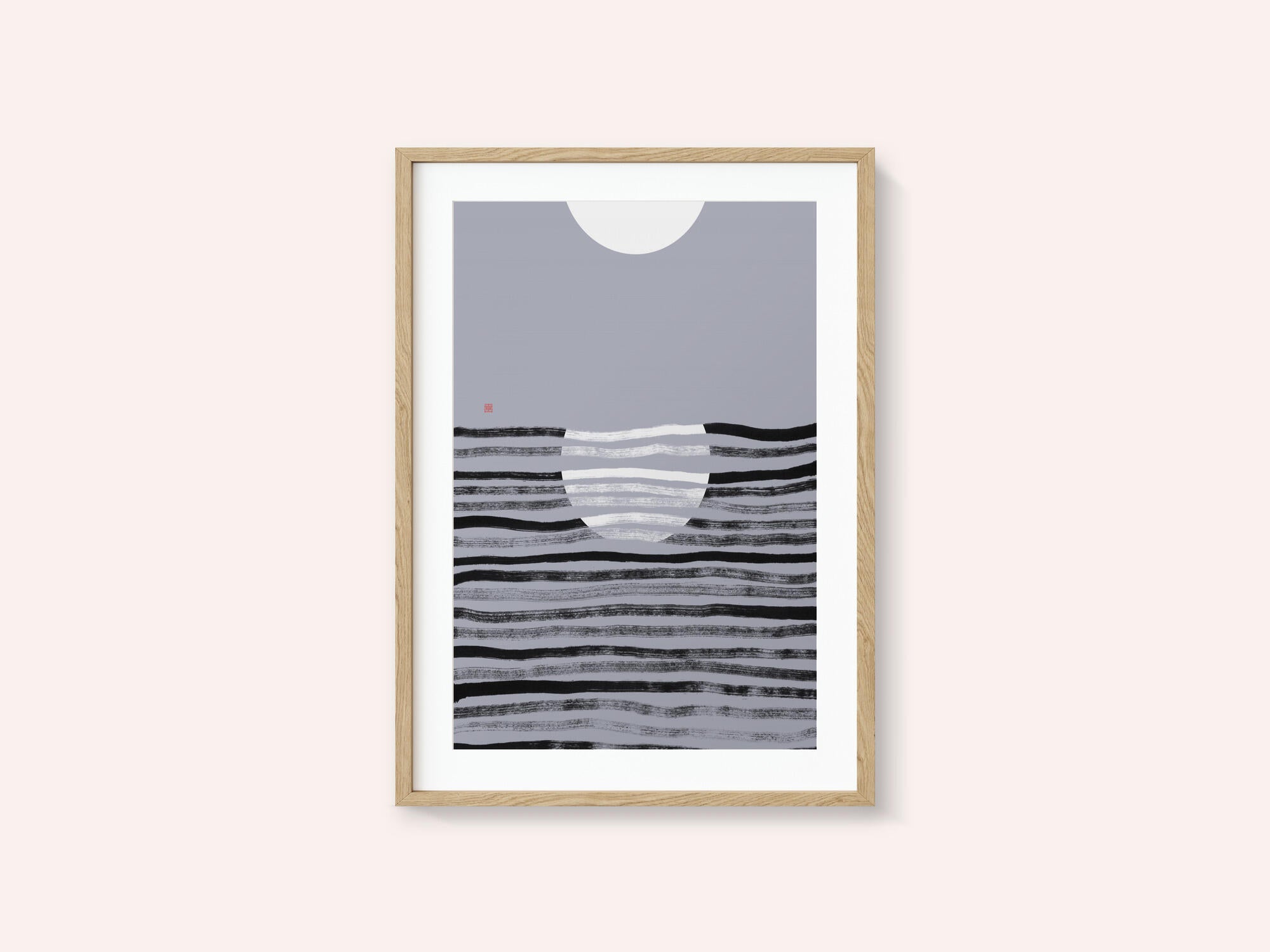 Minimalist Moon Ocean Scene