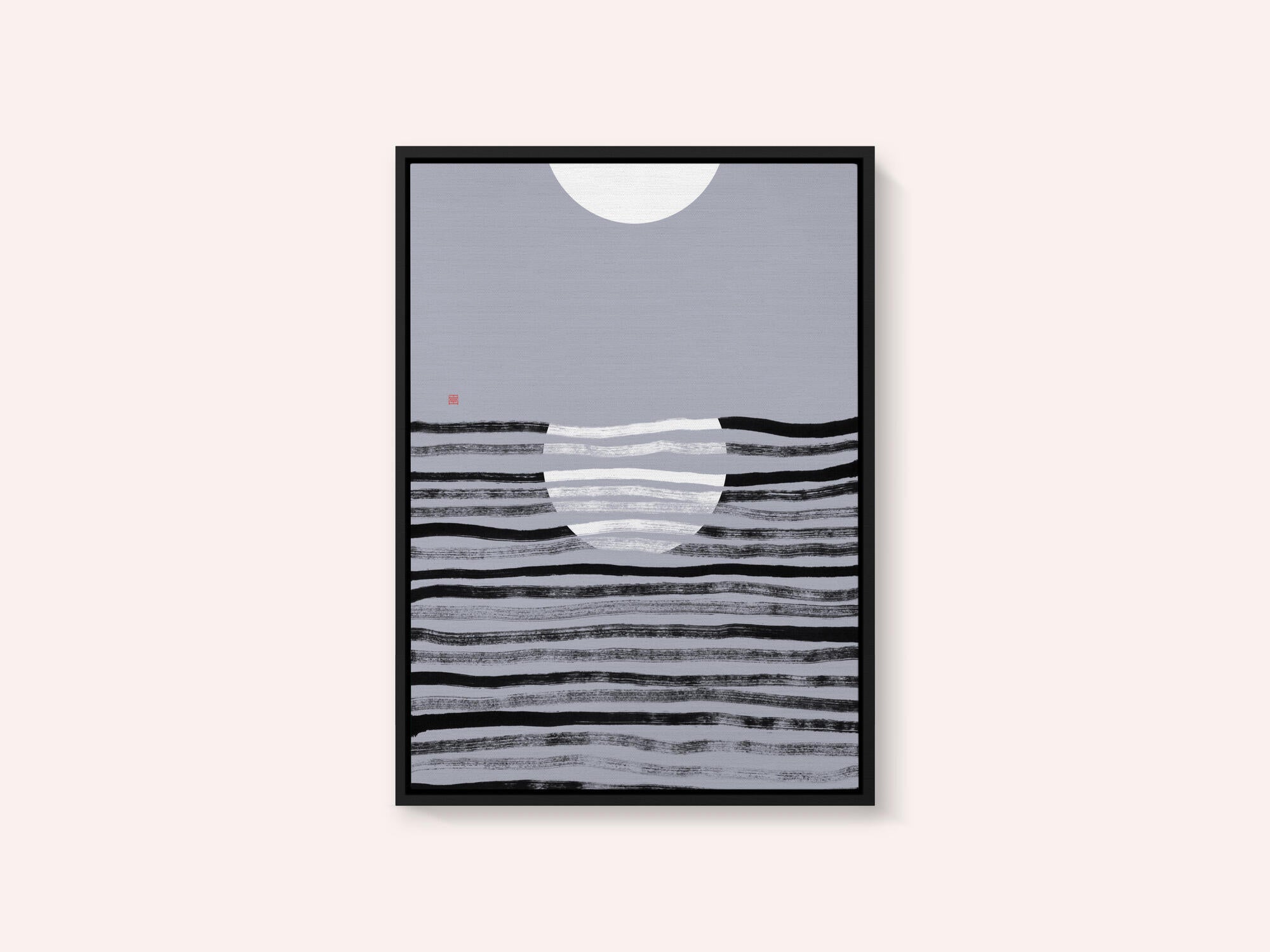 Minimalist Moon Ocean Scene