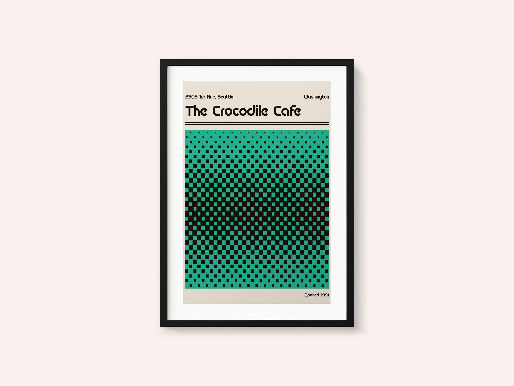 Crocodile Cafe Retro Poster