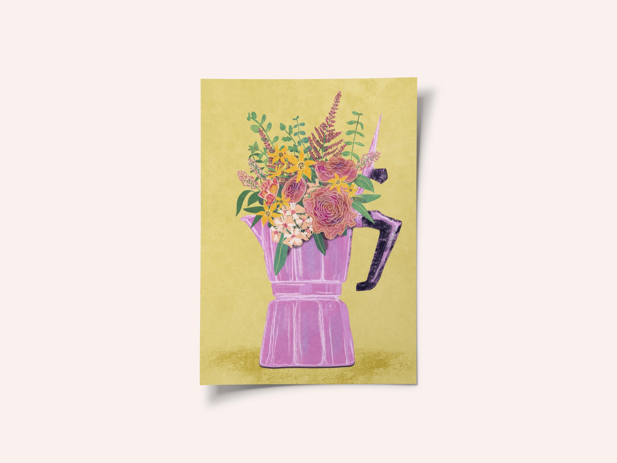 Espresso Maker with Flowers