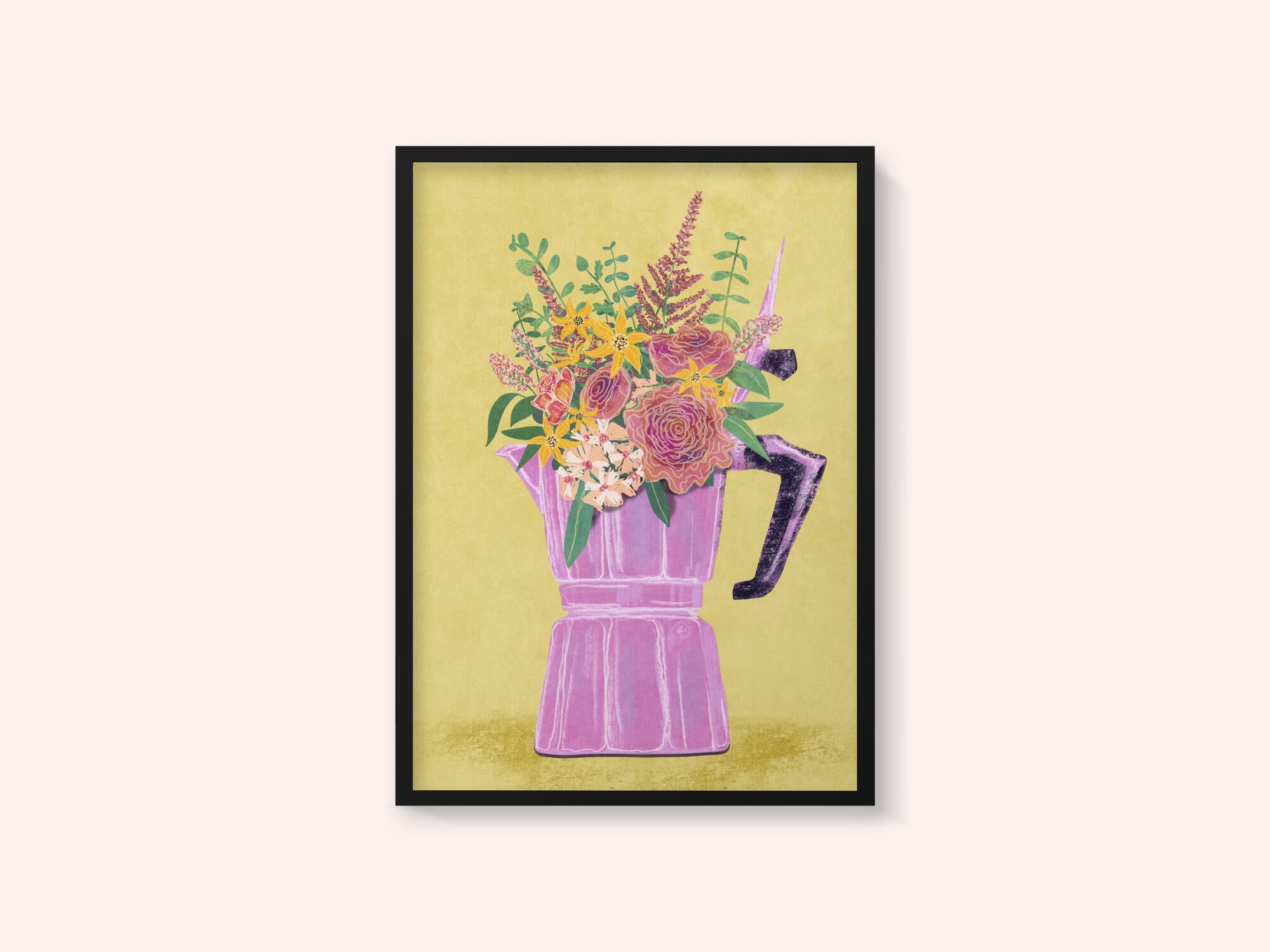 Espresso Maker with Flowers