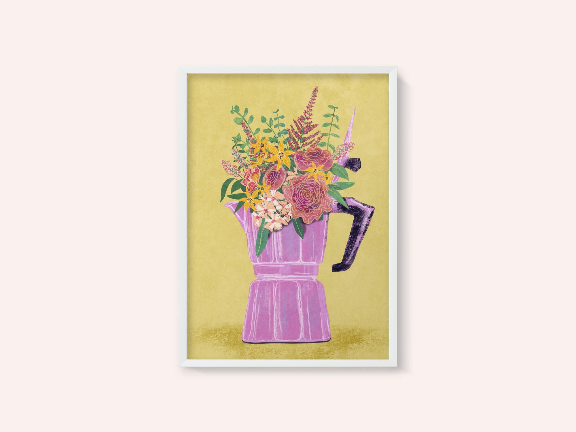 Espresso Maker with Flowers