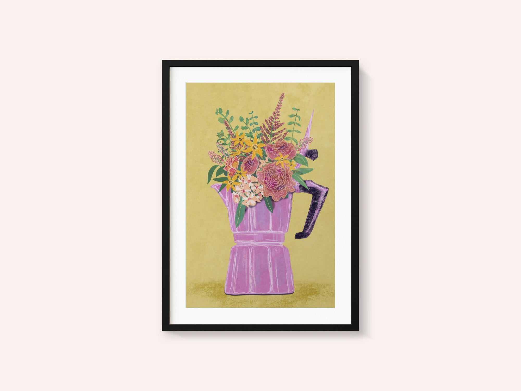Espresso Maker with Flowers