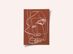 Line Art Abstract Portrait Terracotta 03