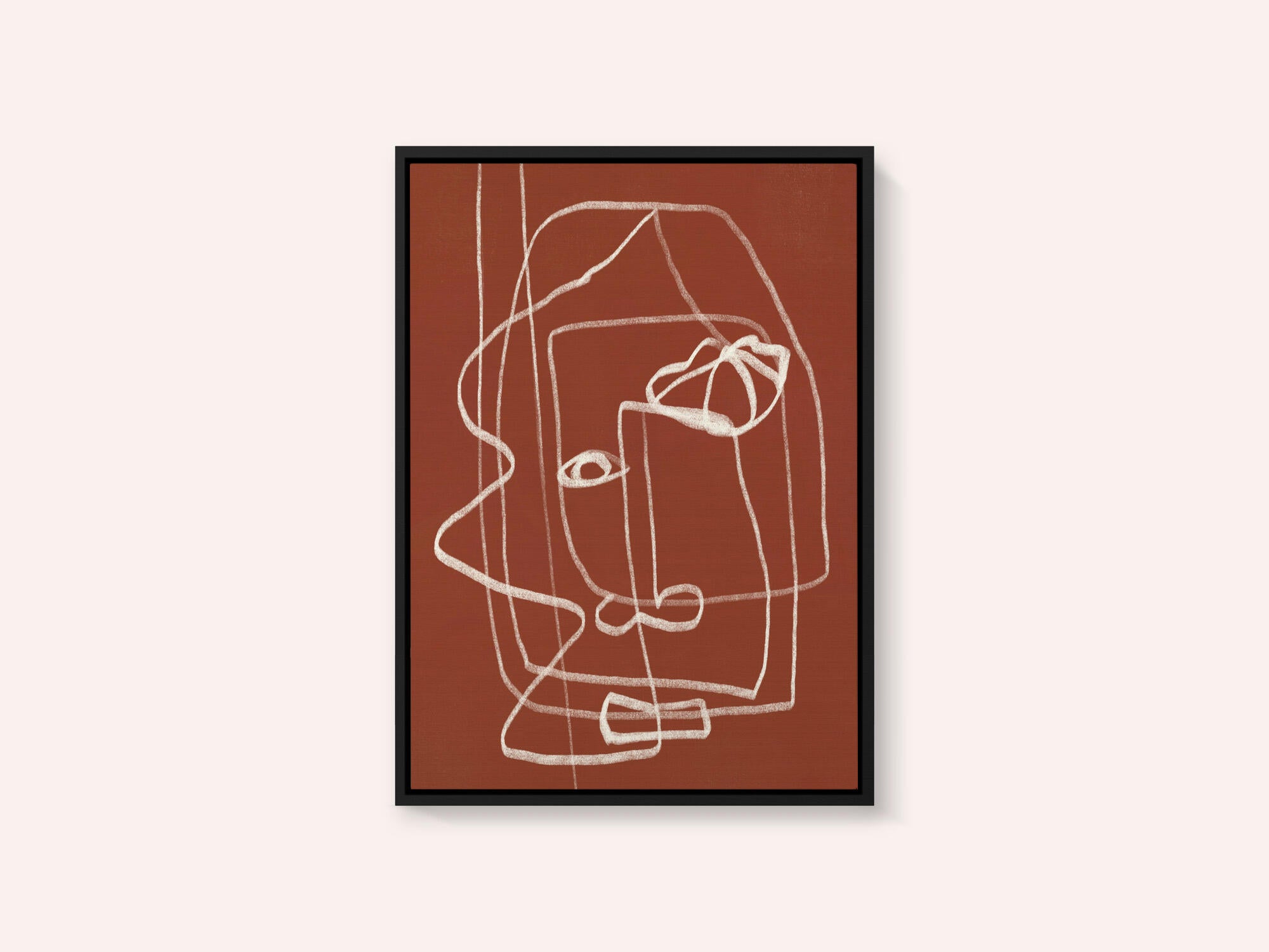 Line Art Abstract Portrait Terracotta 03