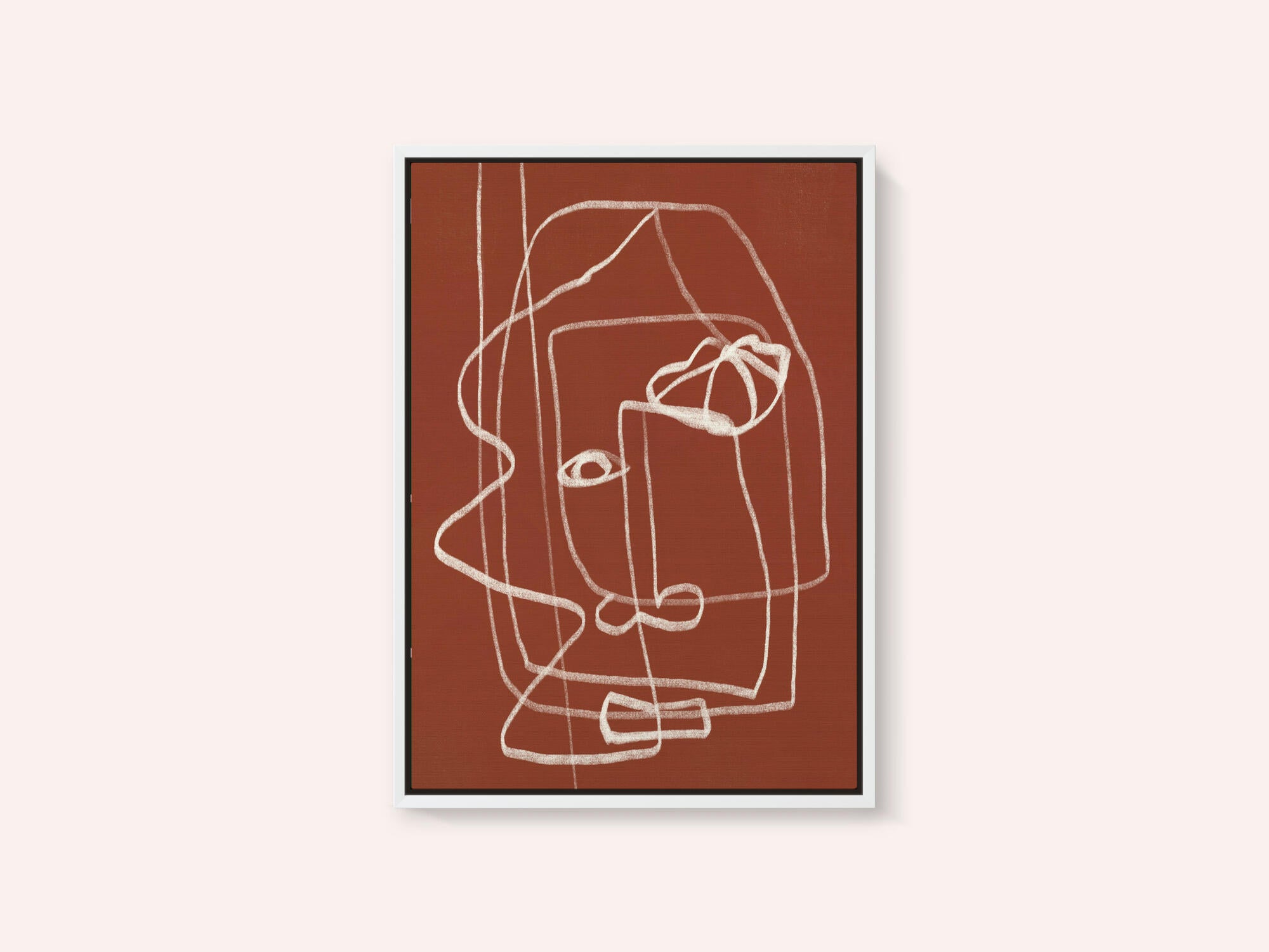 Line Art Abstract Portrait Terracotta 03