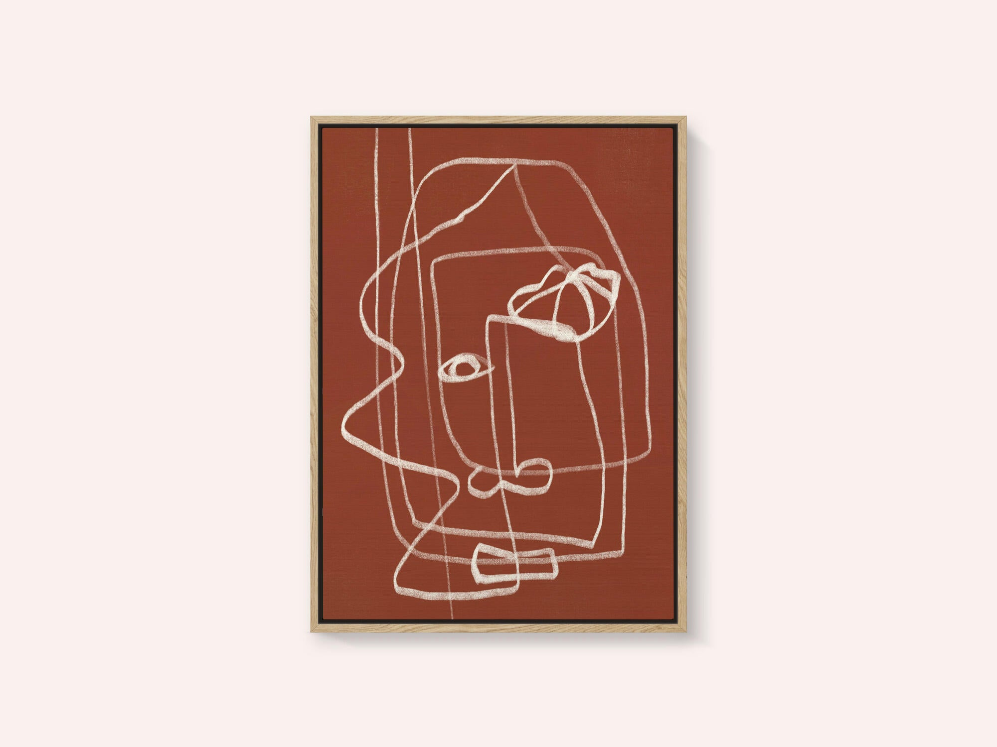 Line Art Abstract Portrait Terracotta 03