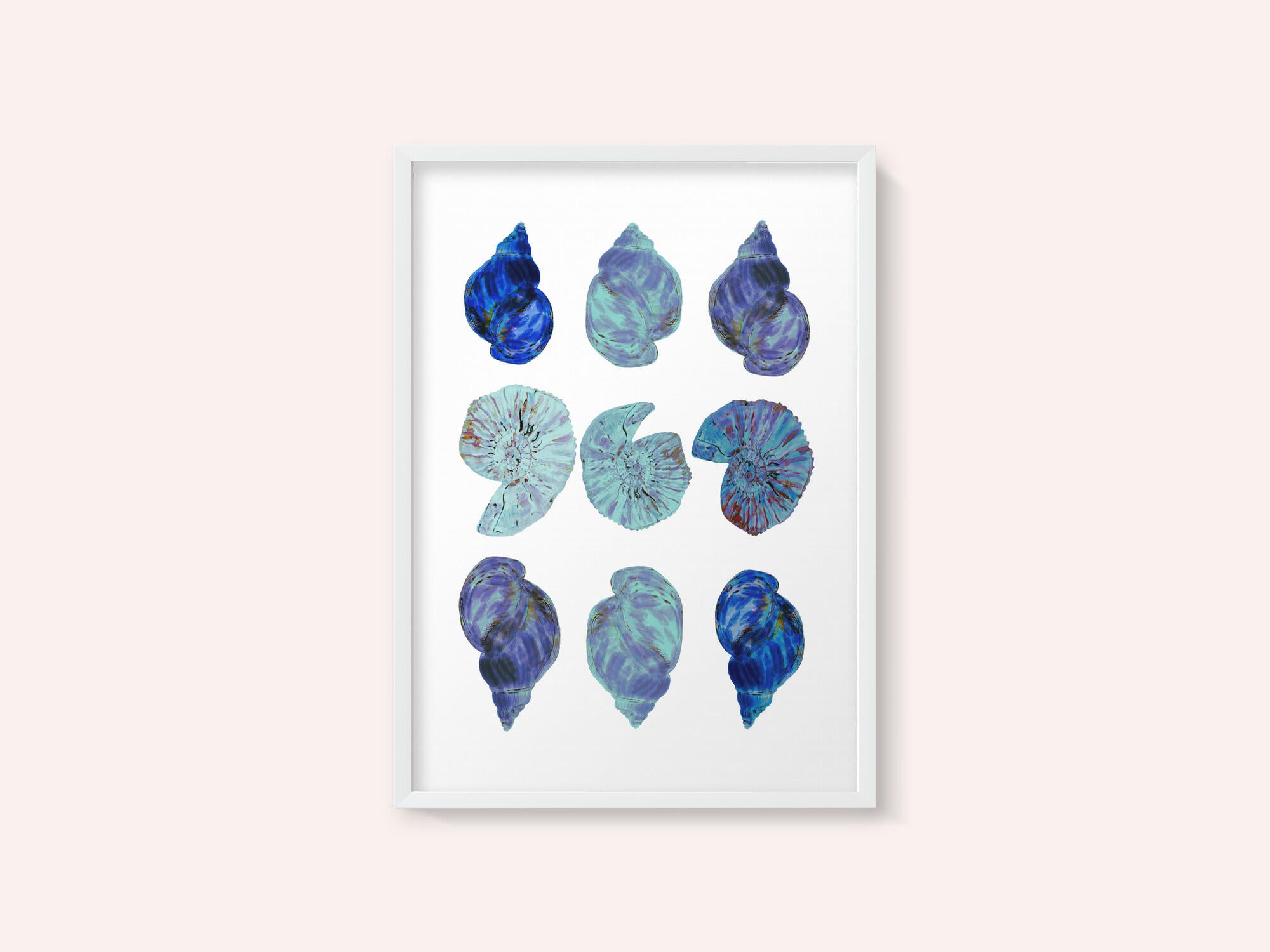 Blue Sea Shells Poster
