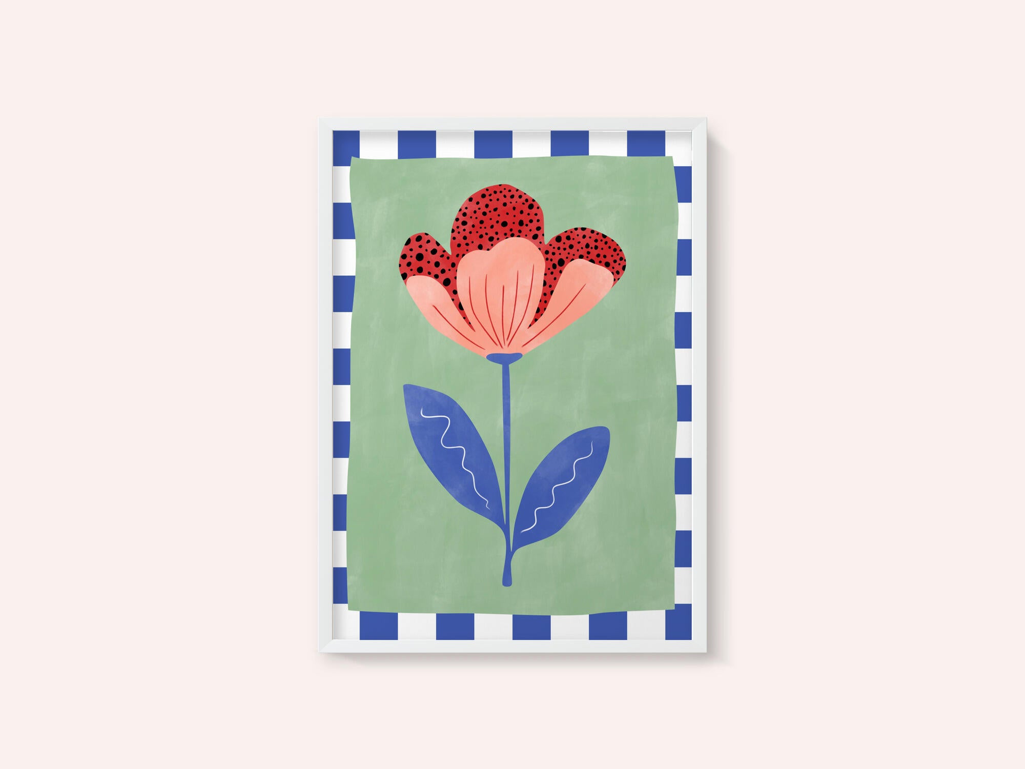 Stylized Flower With Red Petals And Black Dots
