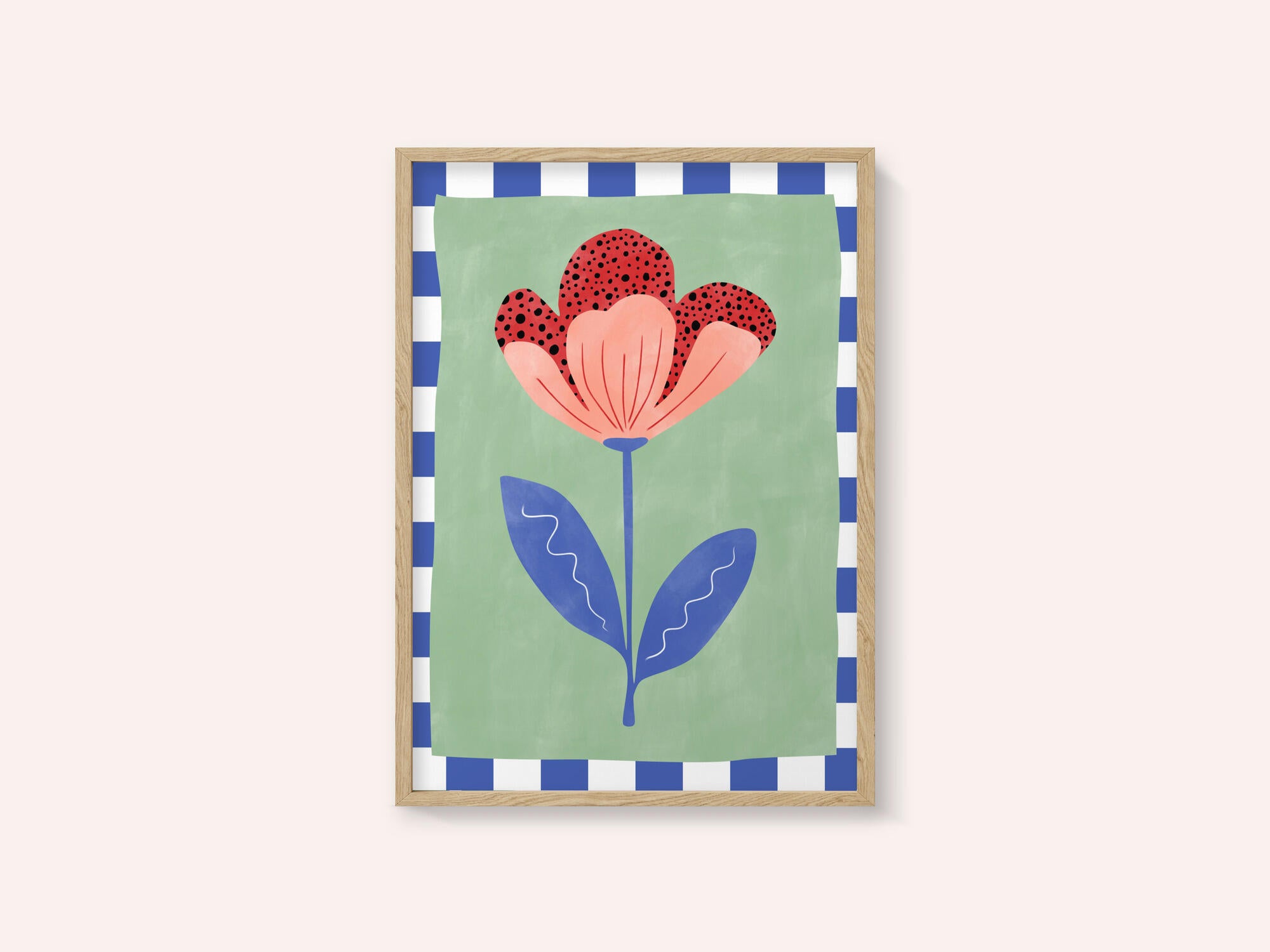 Stylized Flower With Red Petals And Black Dots