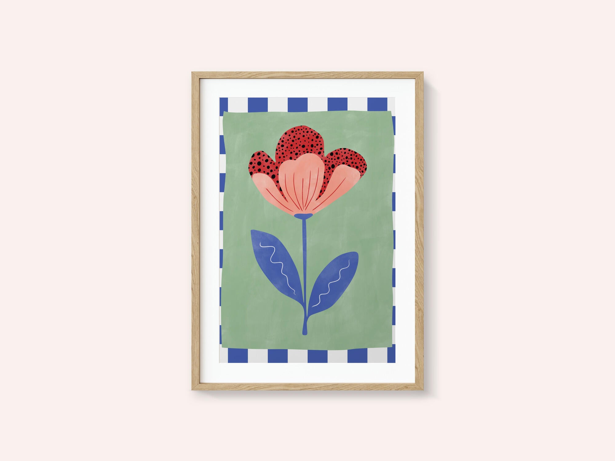 Stylized Flower With Red Petals And Black Dots