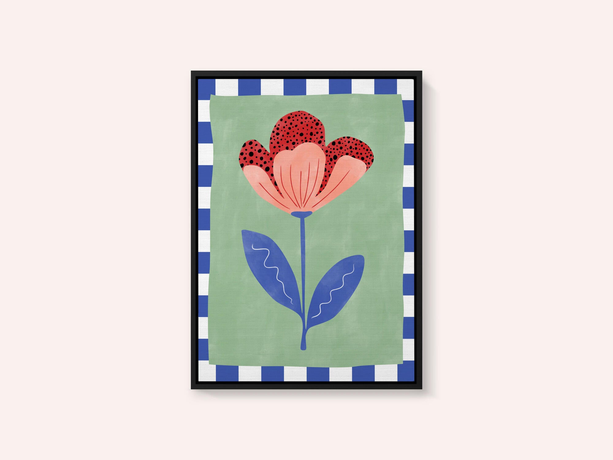 Stylized Flower With Red Petals And Black Dots