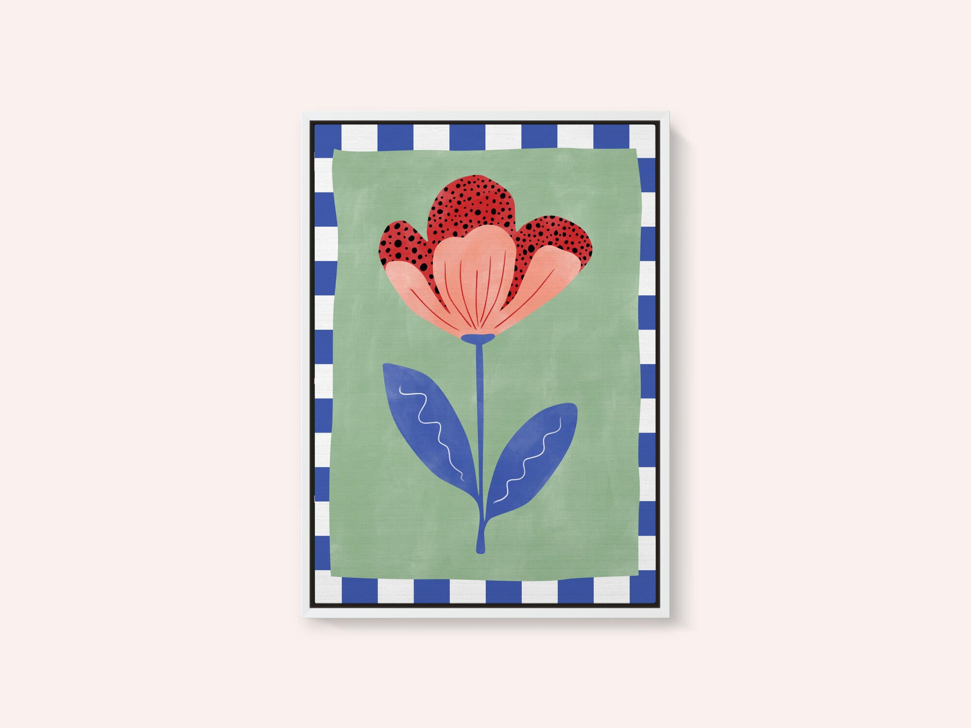 Stylized Flower With Red Petals And Black Dots