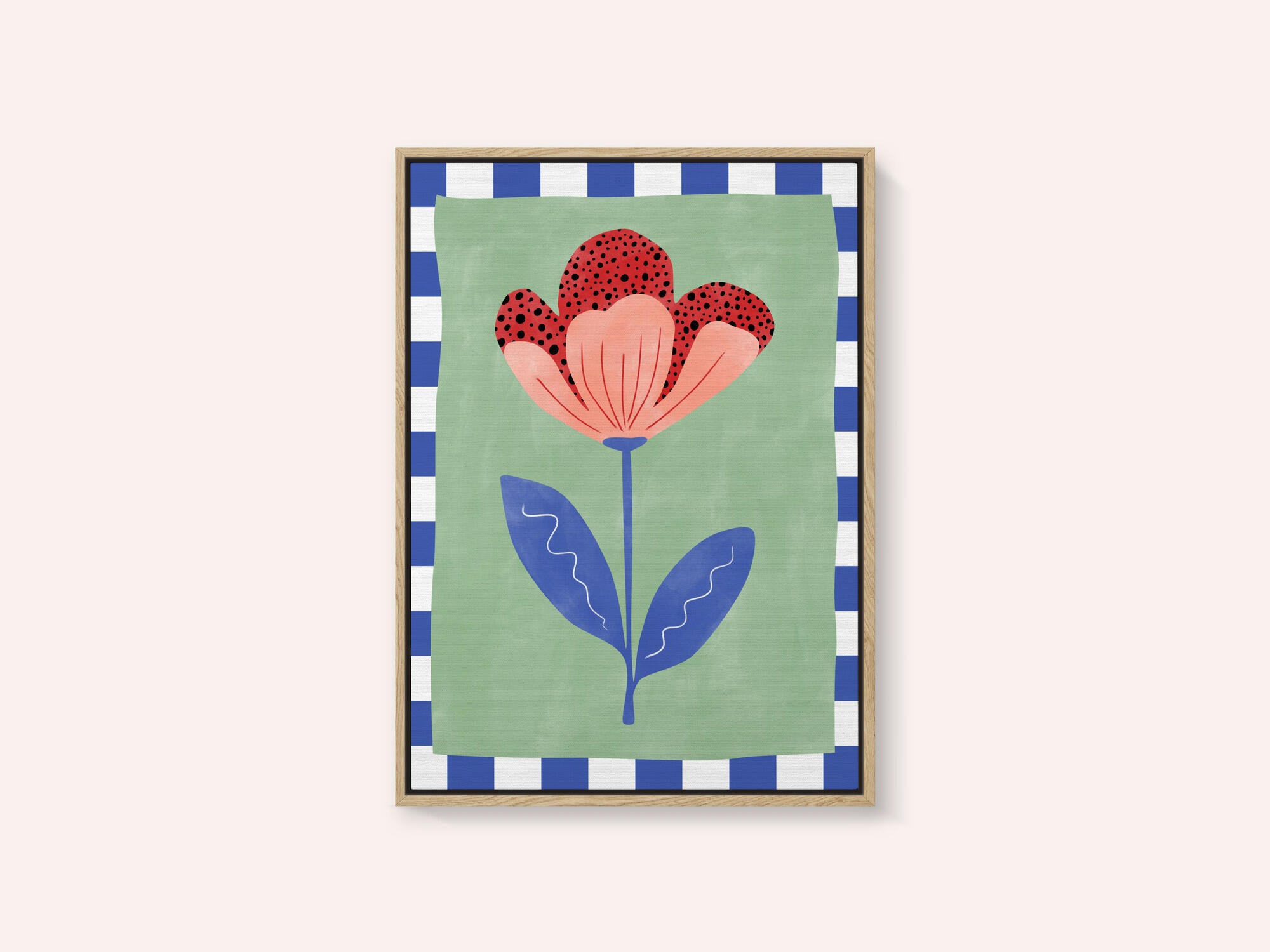 Stylized Flower With Red Petals And Black Dots