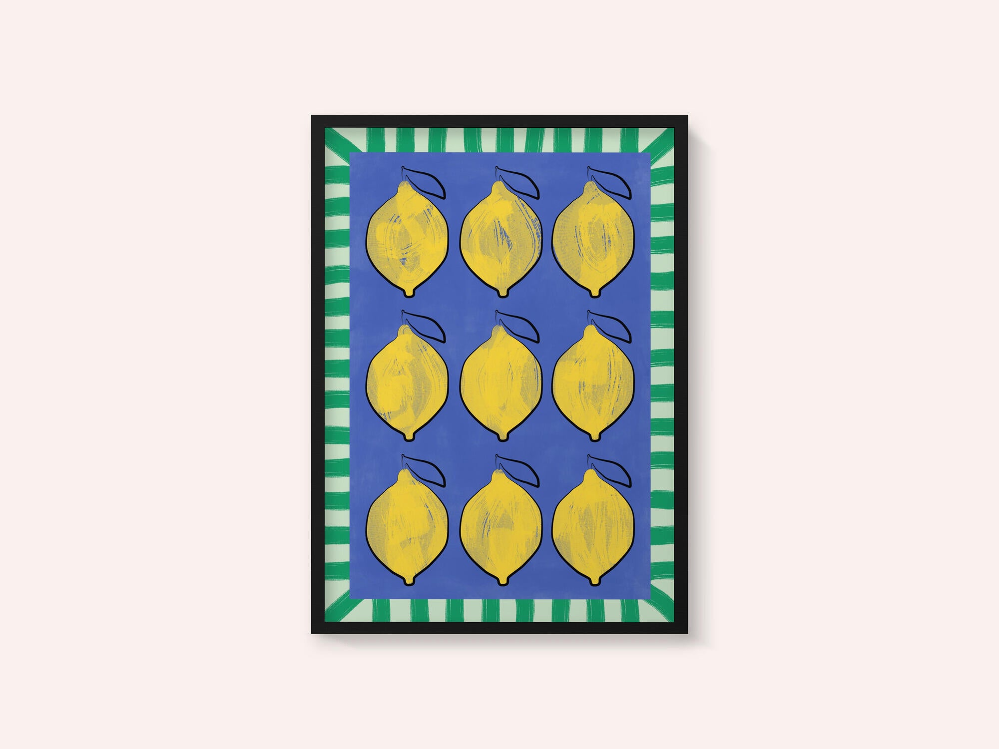 Vibrant Yellow Lemons on a Deep Blue