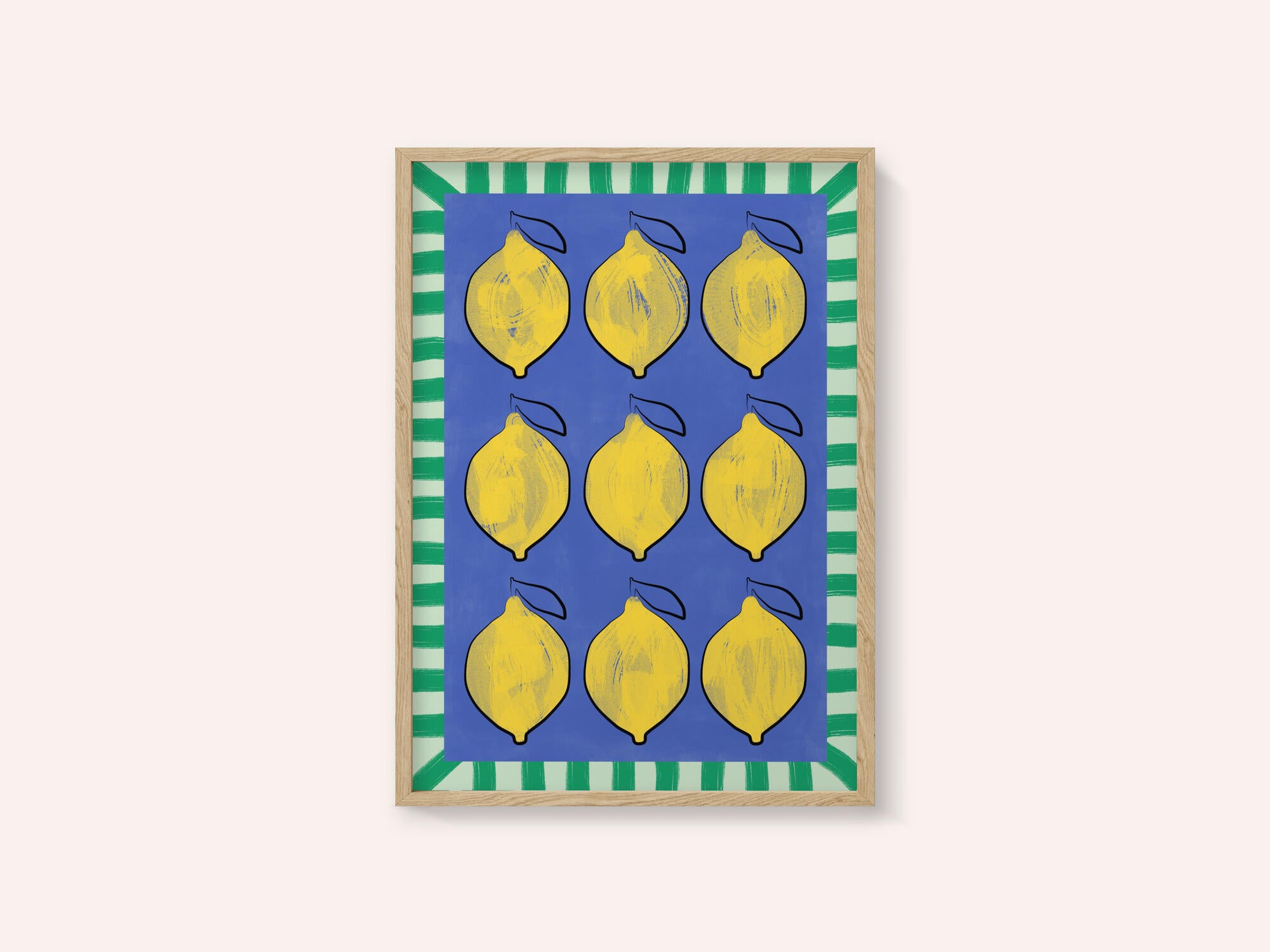 Vibrant Yellow Lemons on a Deep Blue