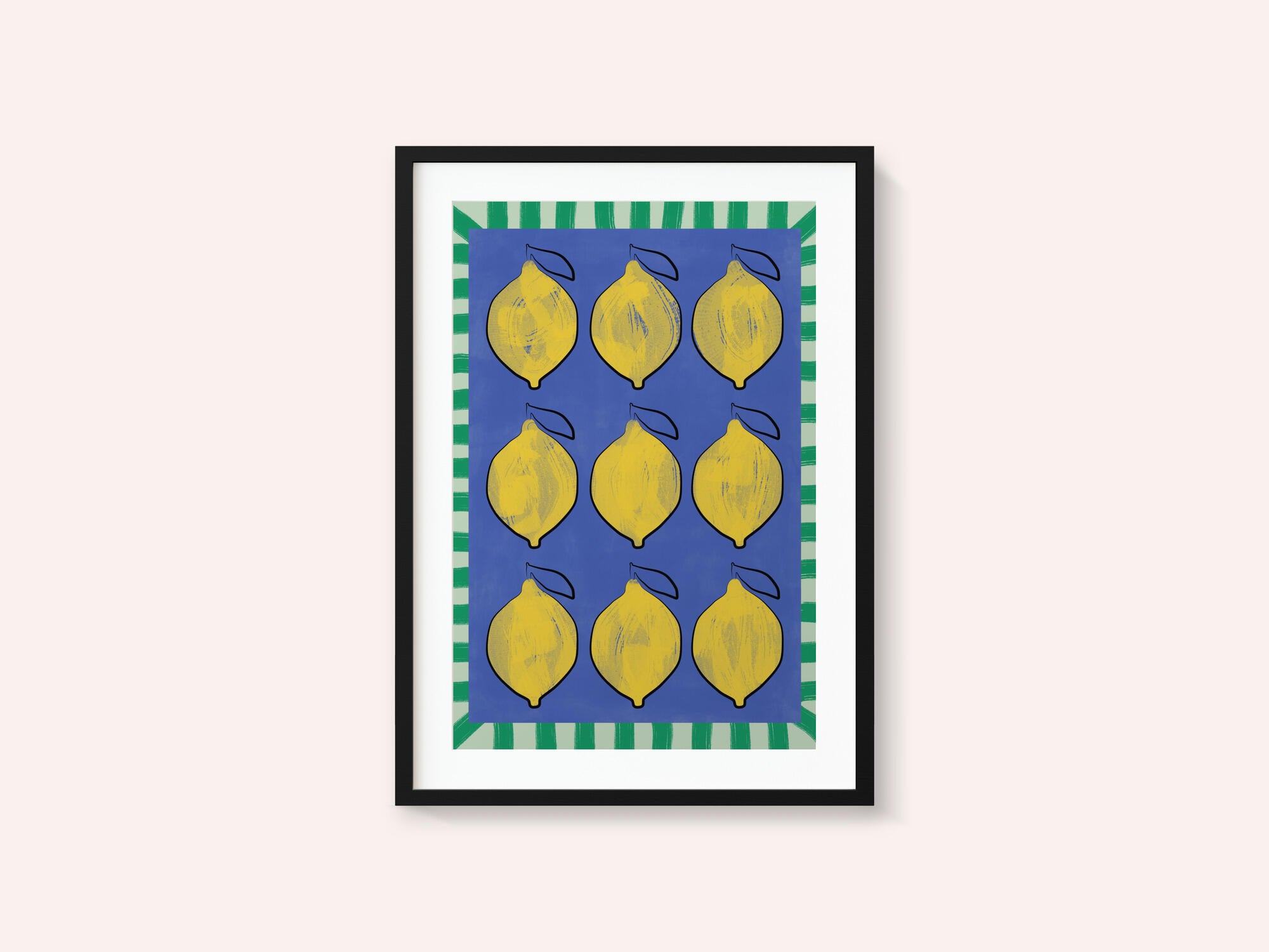 Vibrant Yellow Lemons on a Deep Blue