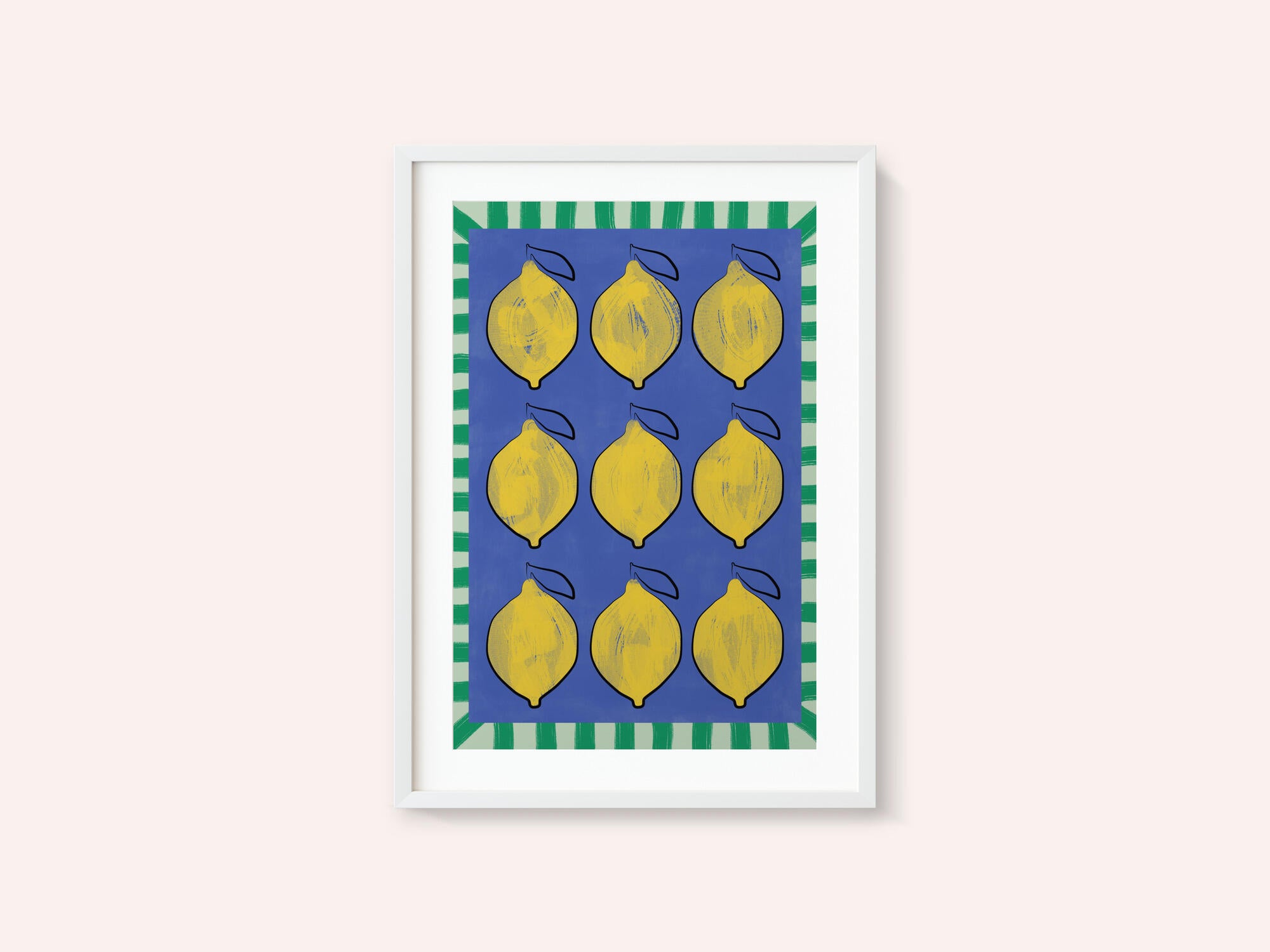 Vibrant Yellow Lemons on a Deep Blue