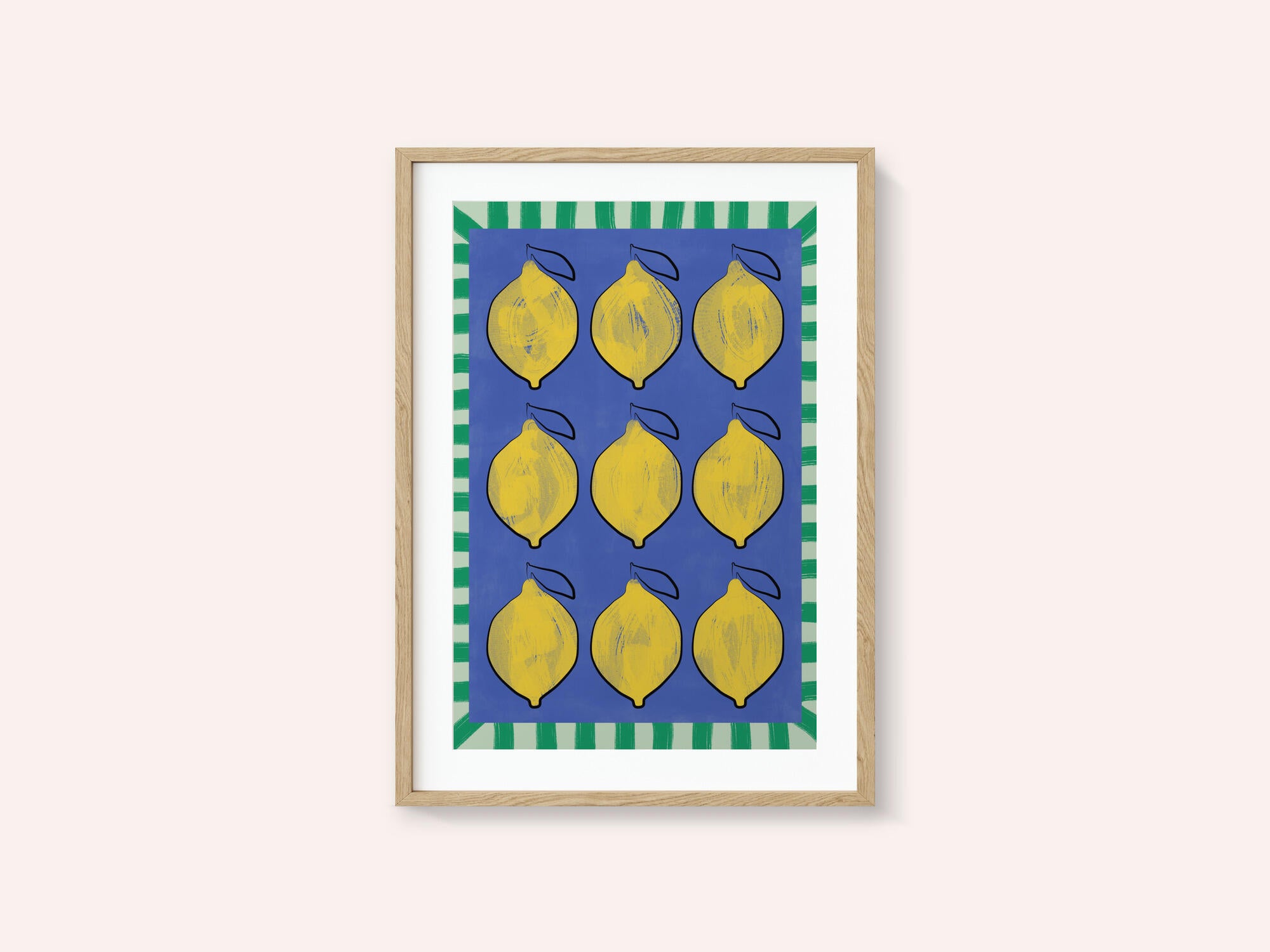 Vibrant Yellow Lemons on a Deep Blue