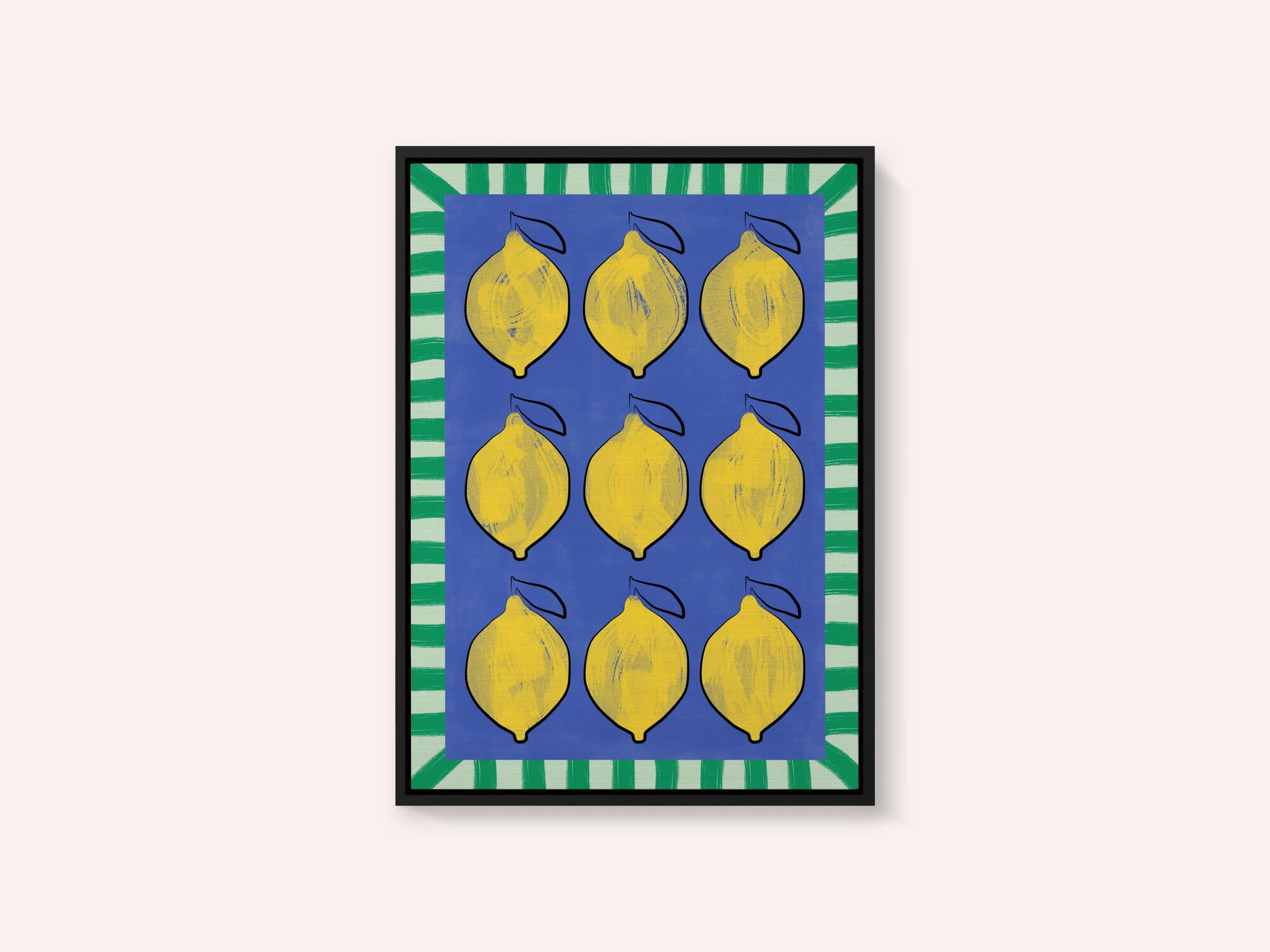 Vibrant Yellow Lemons on a Deep Blue
