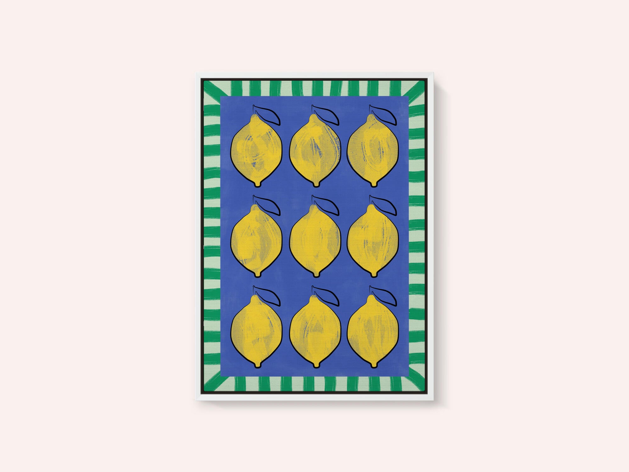 Vibrant Yellow Lemons on a Deep Blue