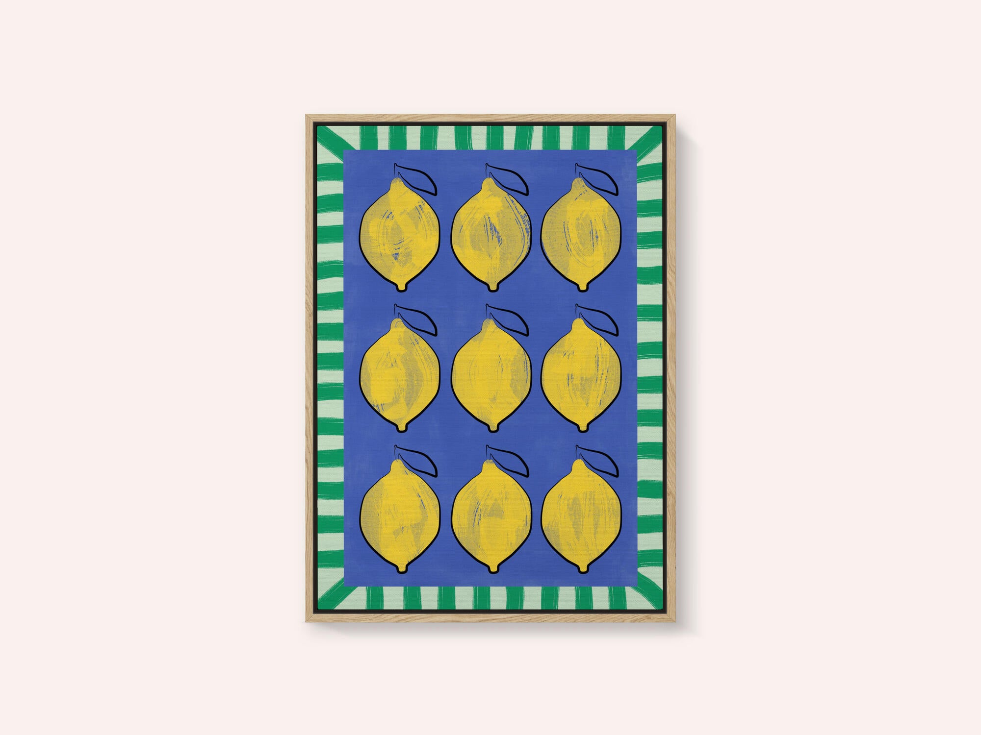 Vibrant Yellow Lemons on a Deep Blue