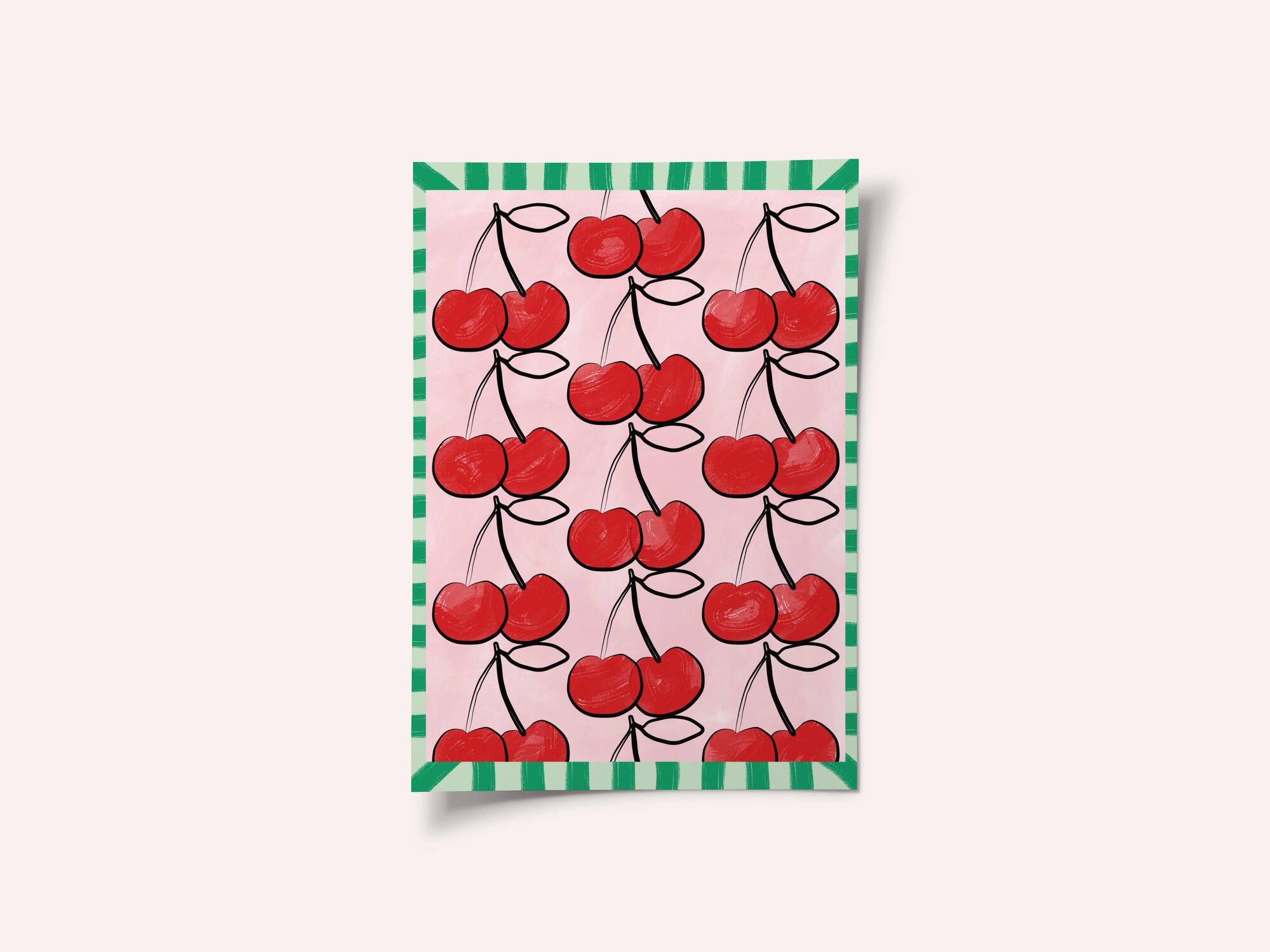 Red Cherries on a Pink