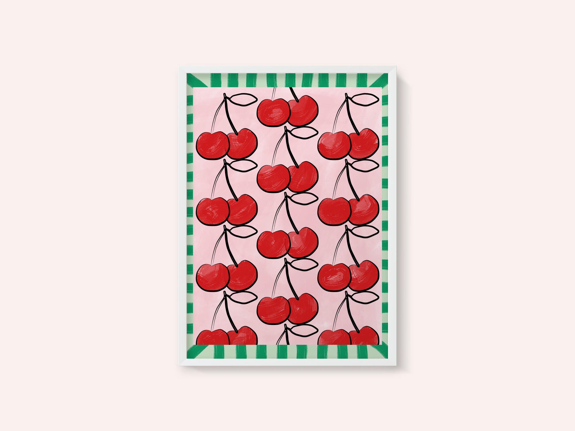 Red Cherries on a Pink