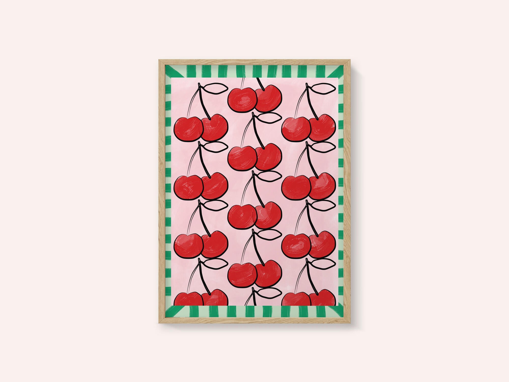 Red Cherries on a Pink