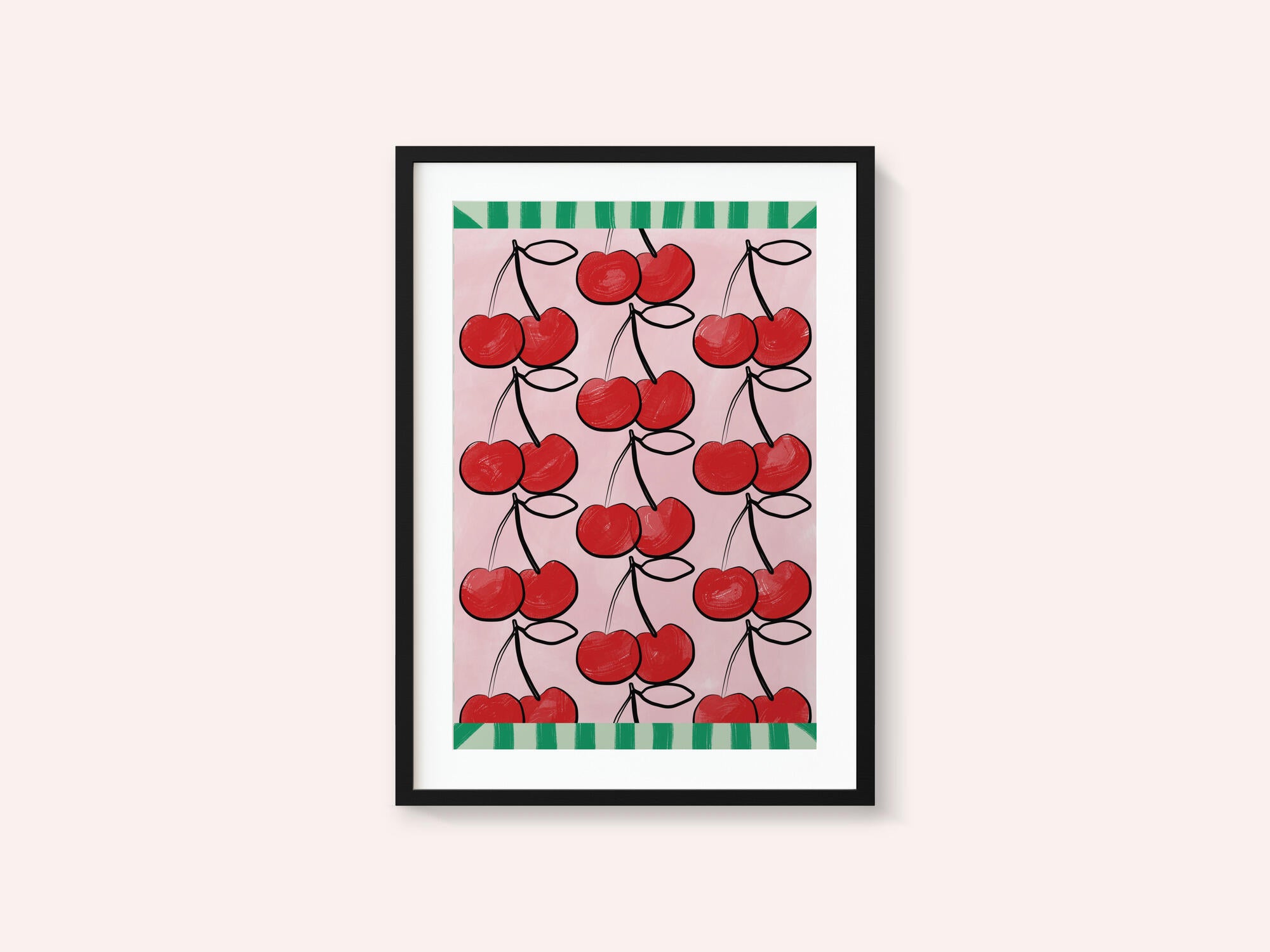 Red Cherries on a Pink