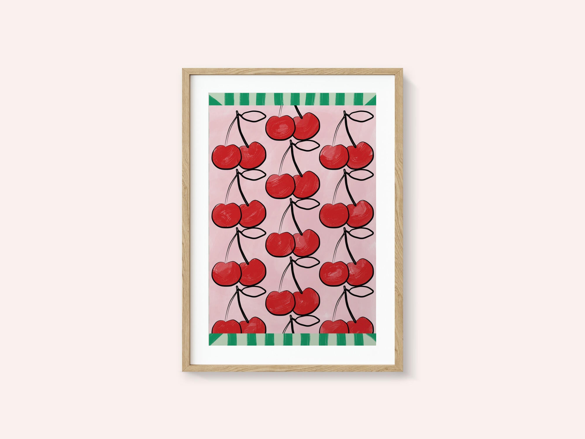 Red Cherries on a Pink