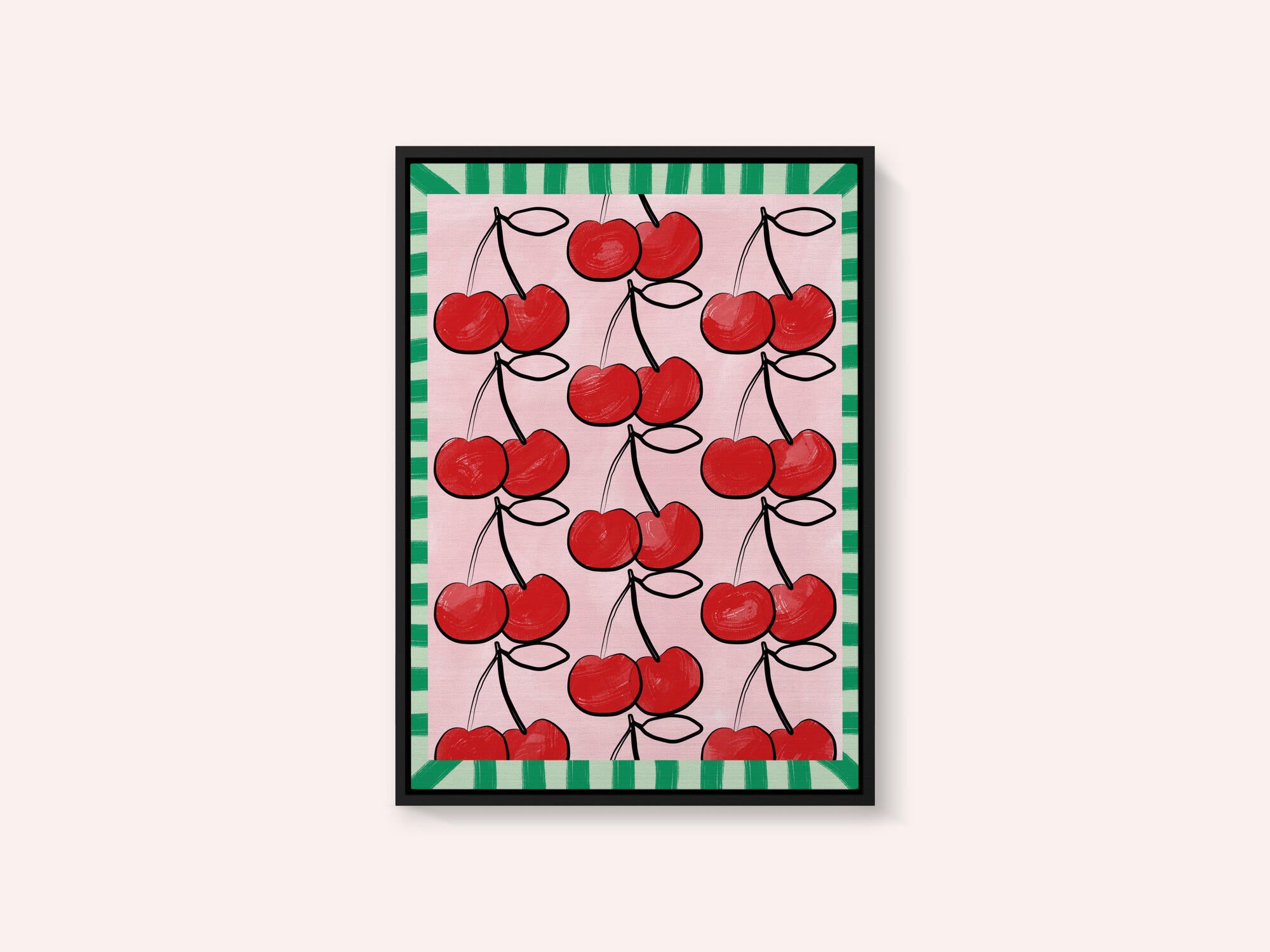 Red Cherries on a Pink