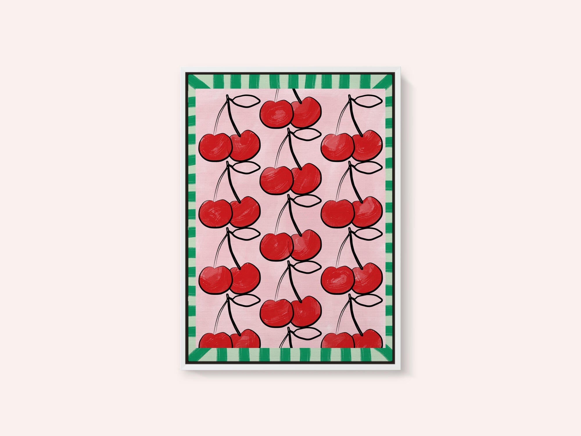Red Cherries on a Pink