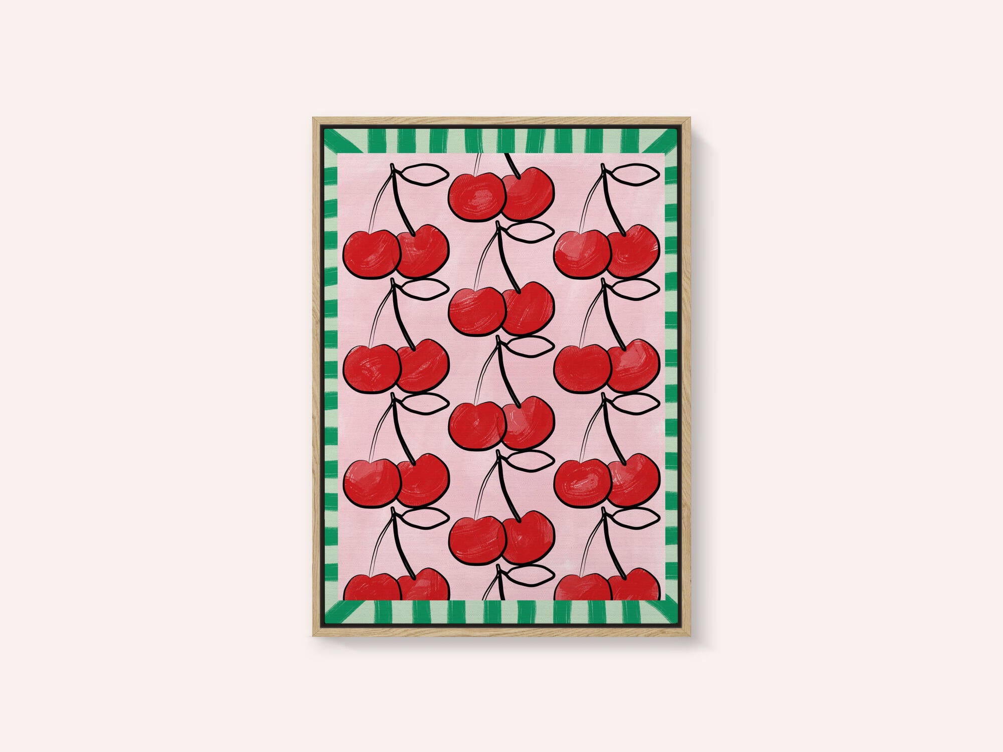 Red Cherries on a Pink