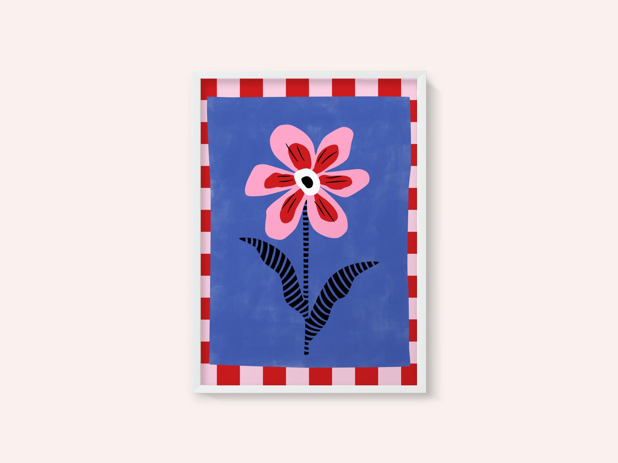 Flower with Pink Petals and Striped Leaves