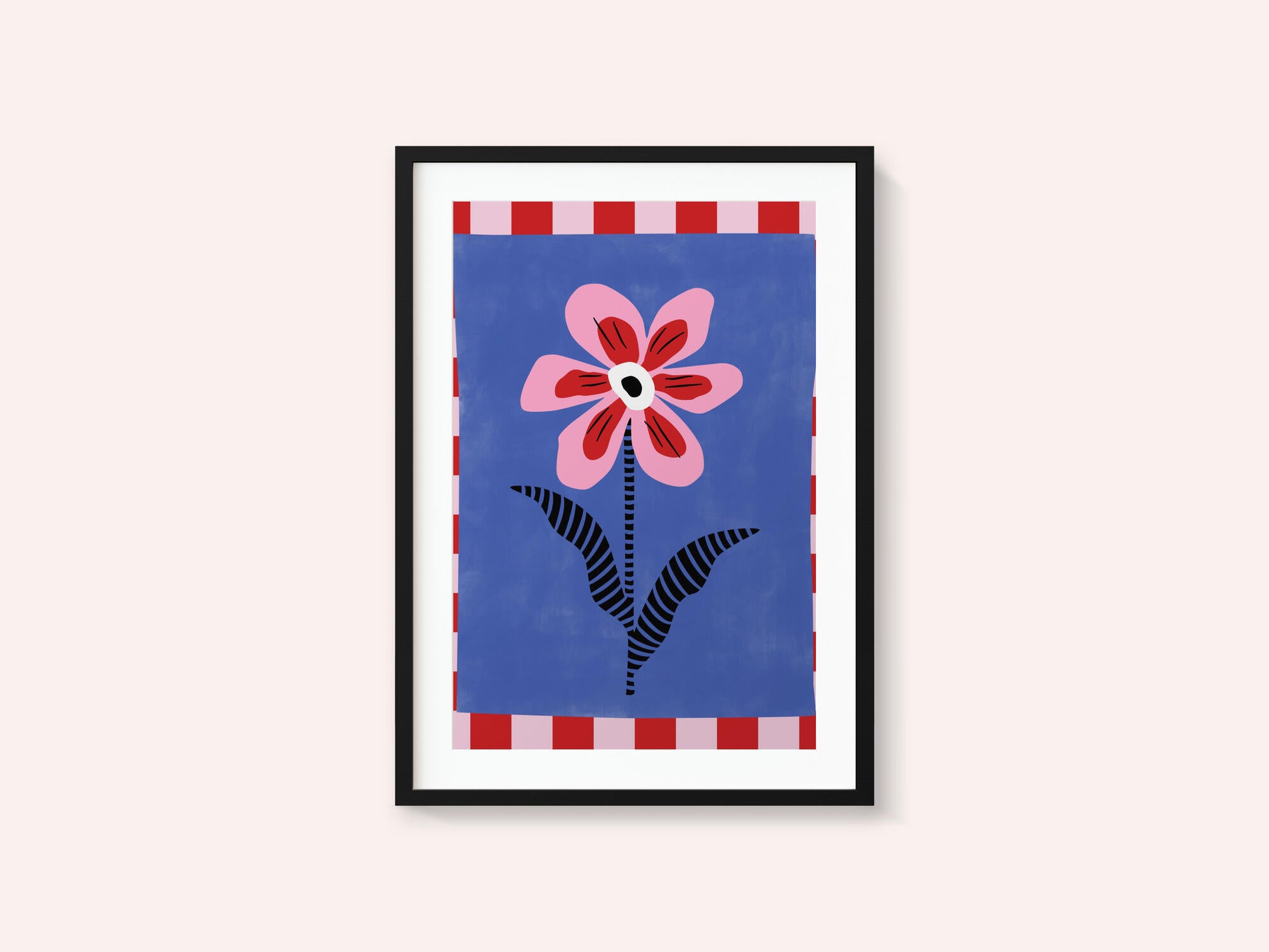 Flower with Pink Petals and Striped Leaves
