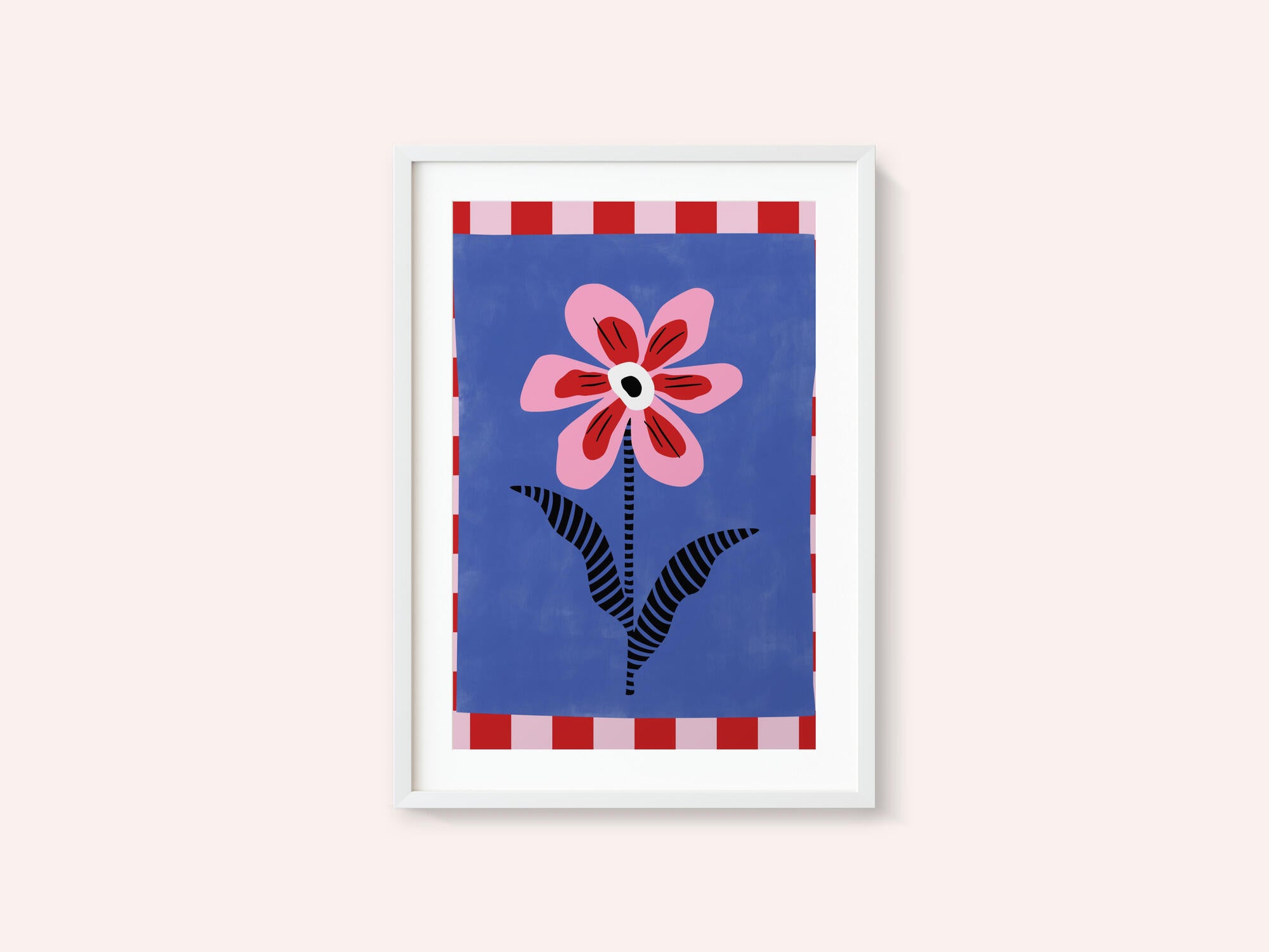 Flower with Pink Petals and Striped Leaves