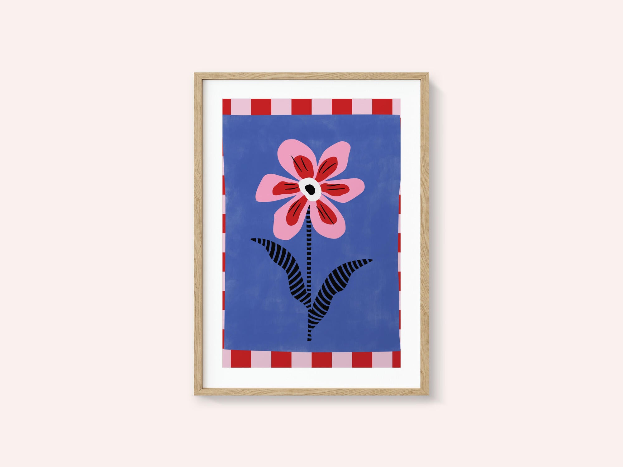 Flower with Pink Petals and Striped Leaves