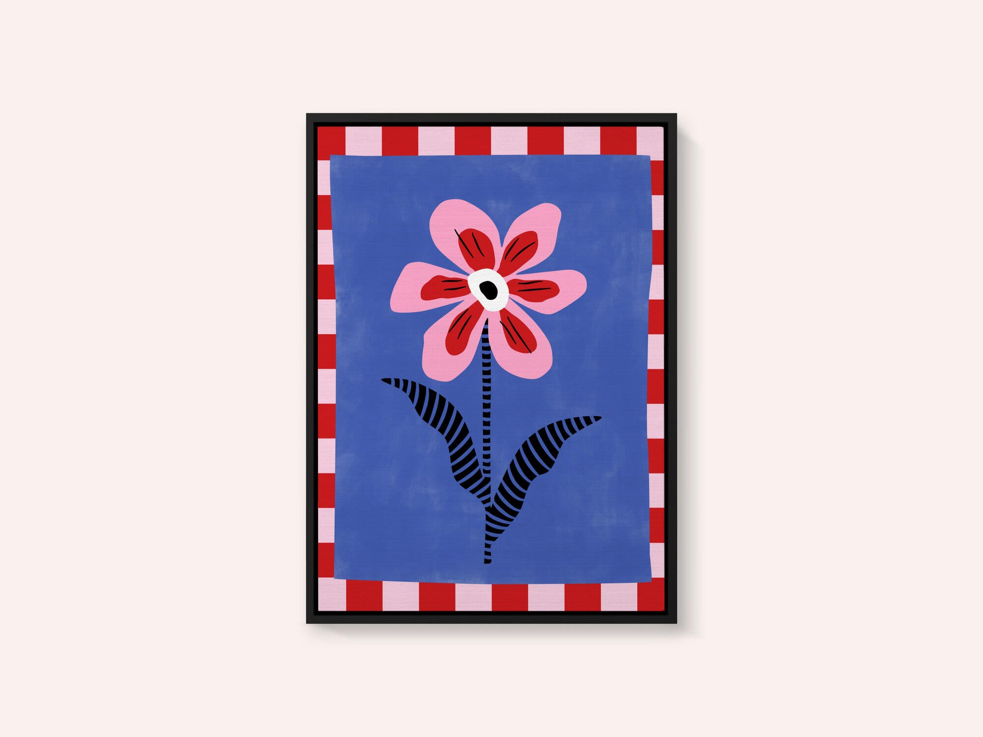 Flower with Pink Petals and Striped Leaves