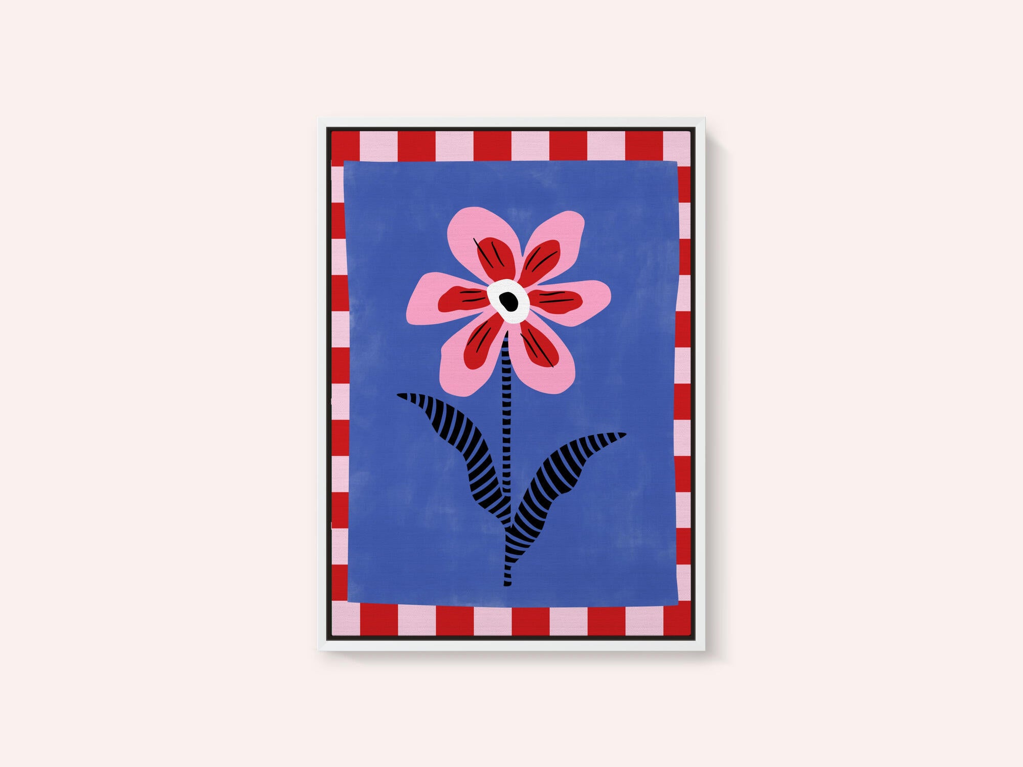 Flower with Pink Petals and Striped Leaves