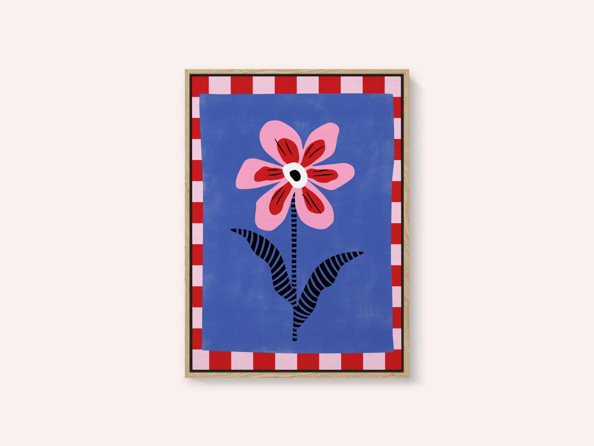 Flower with Pink Petals and Striped Leaves