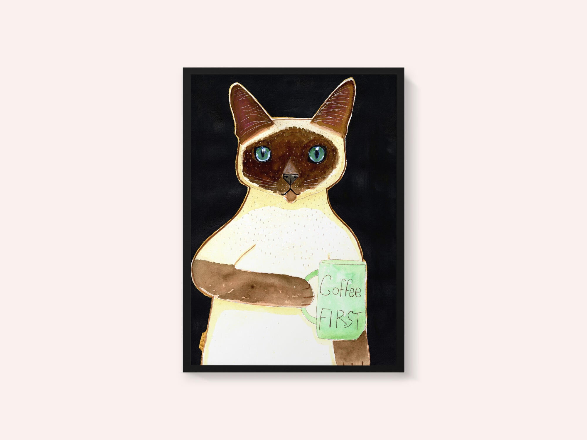 coffee cat 2 Siamese