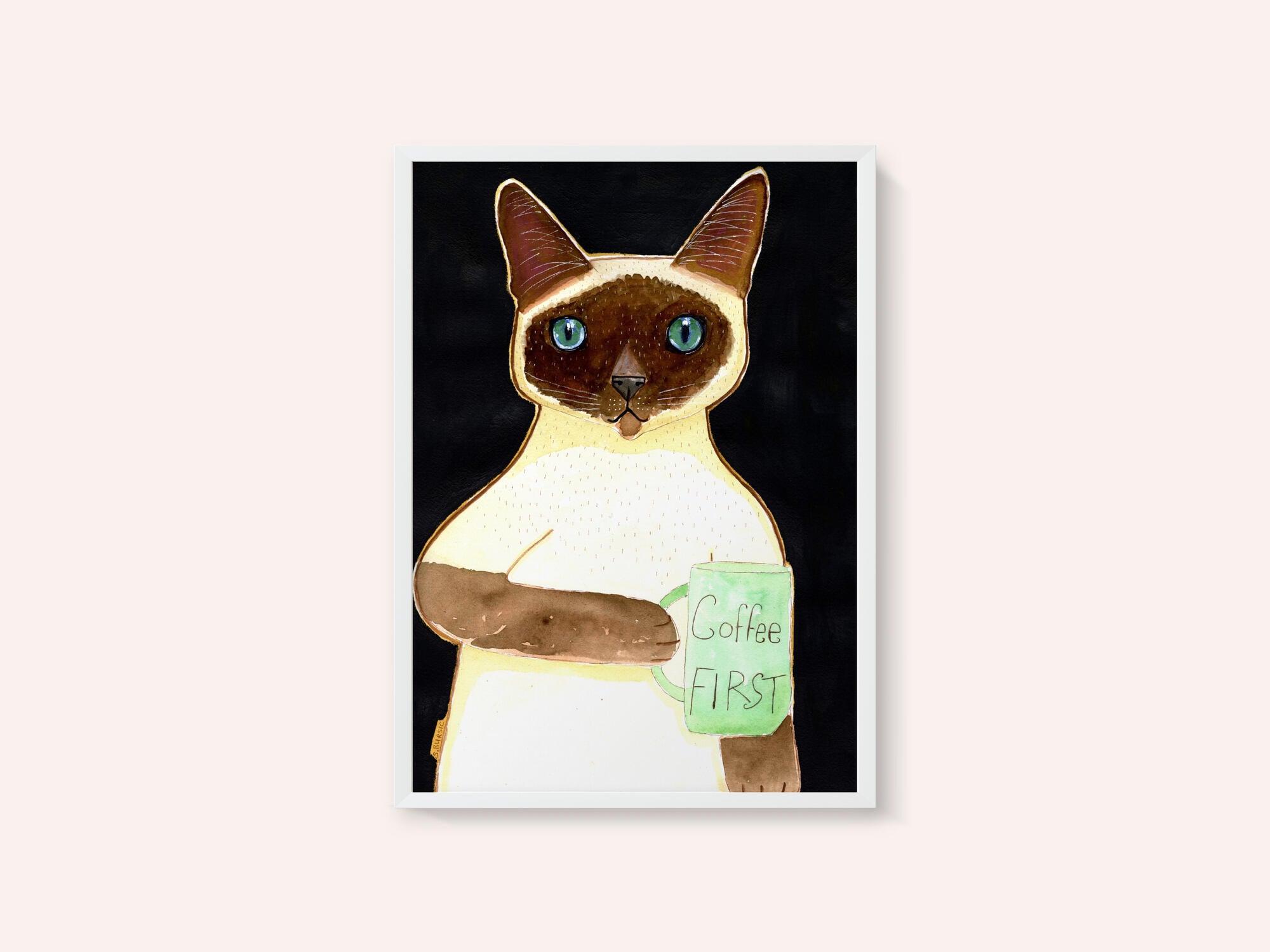 coffee cat 2 Siamese