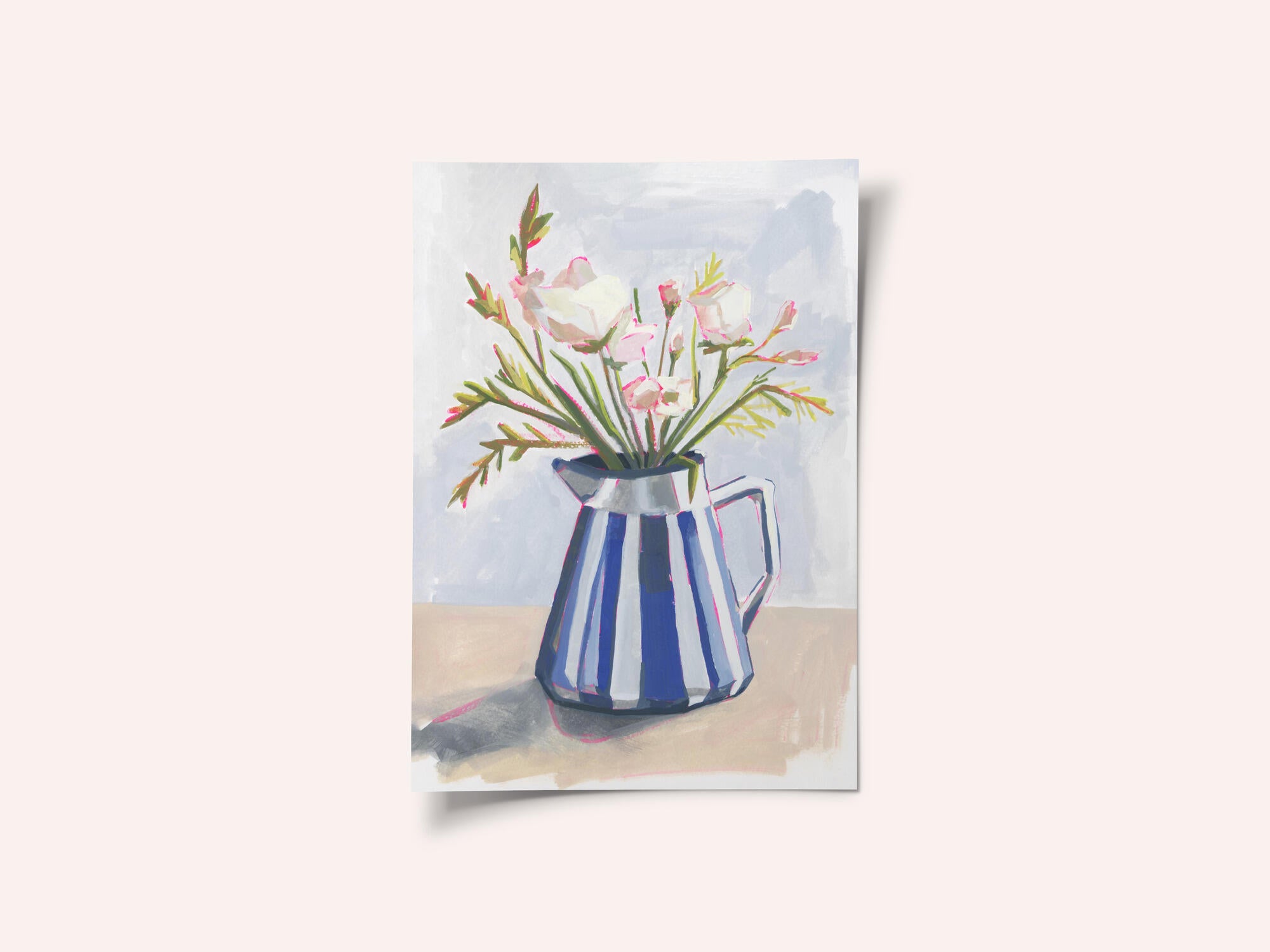 Fresh flowers in a striped vase I