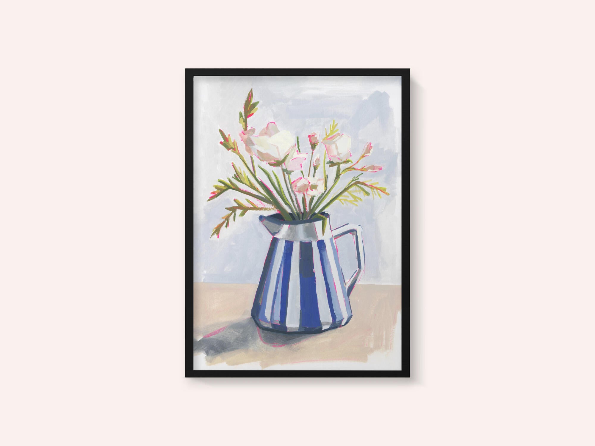 Fresh flowers in a striped vase I