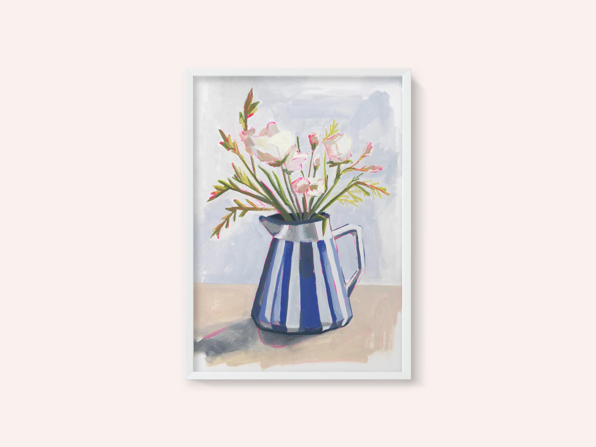 Fresh flowers in a striped vase I