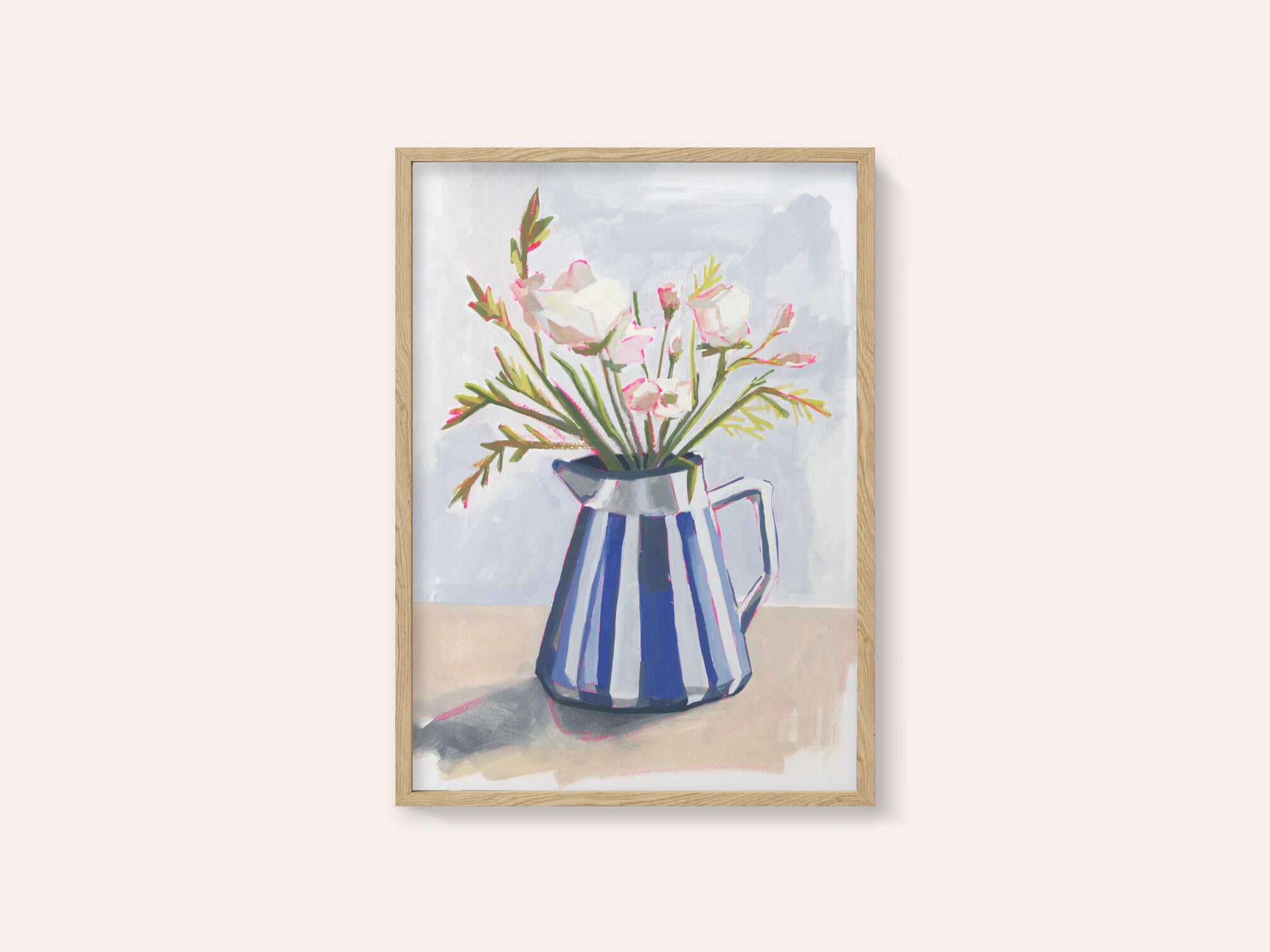 Fresh flowers in a striped vase I