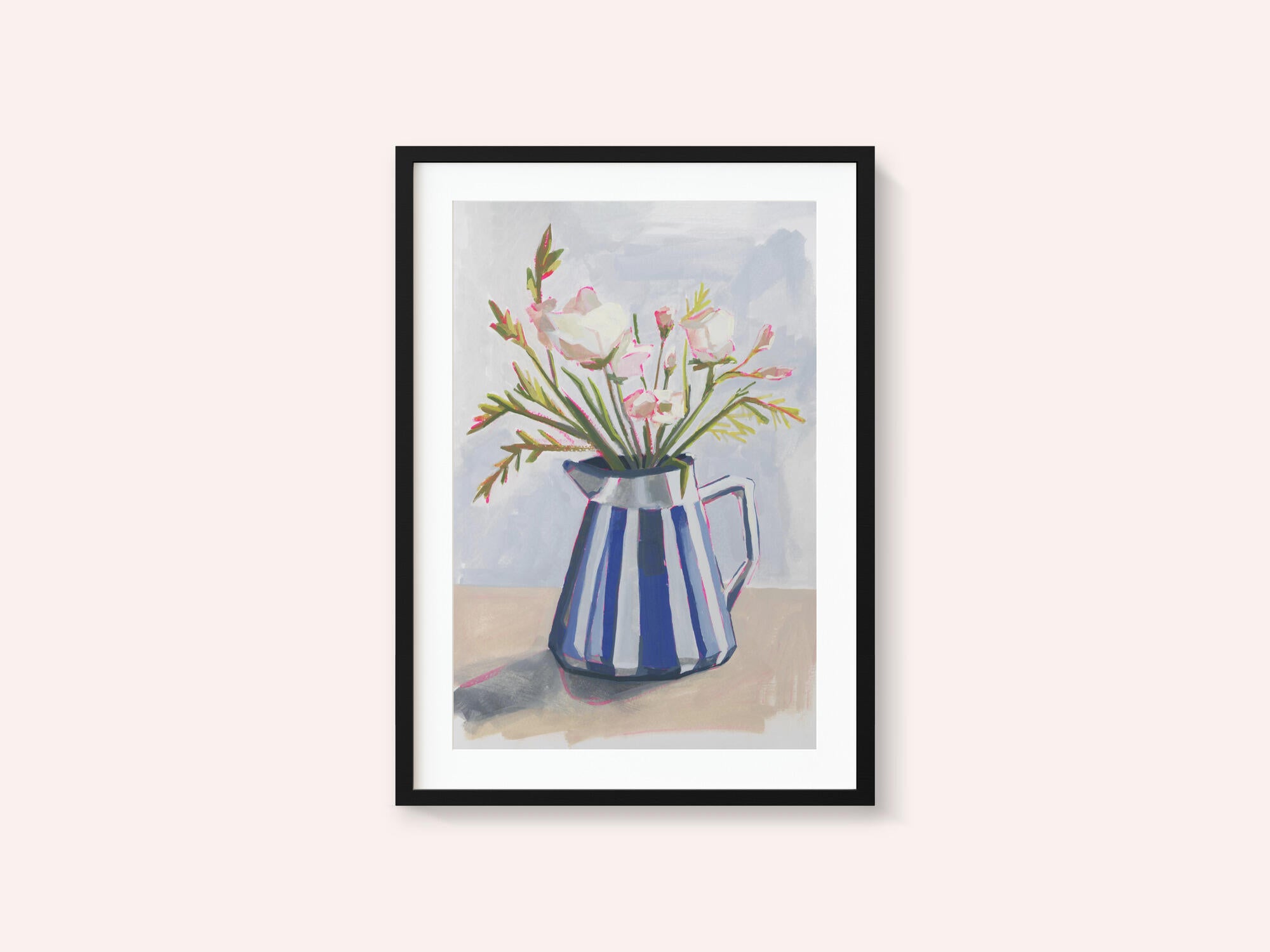 Fresh flowers in a striped vase I