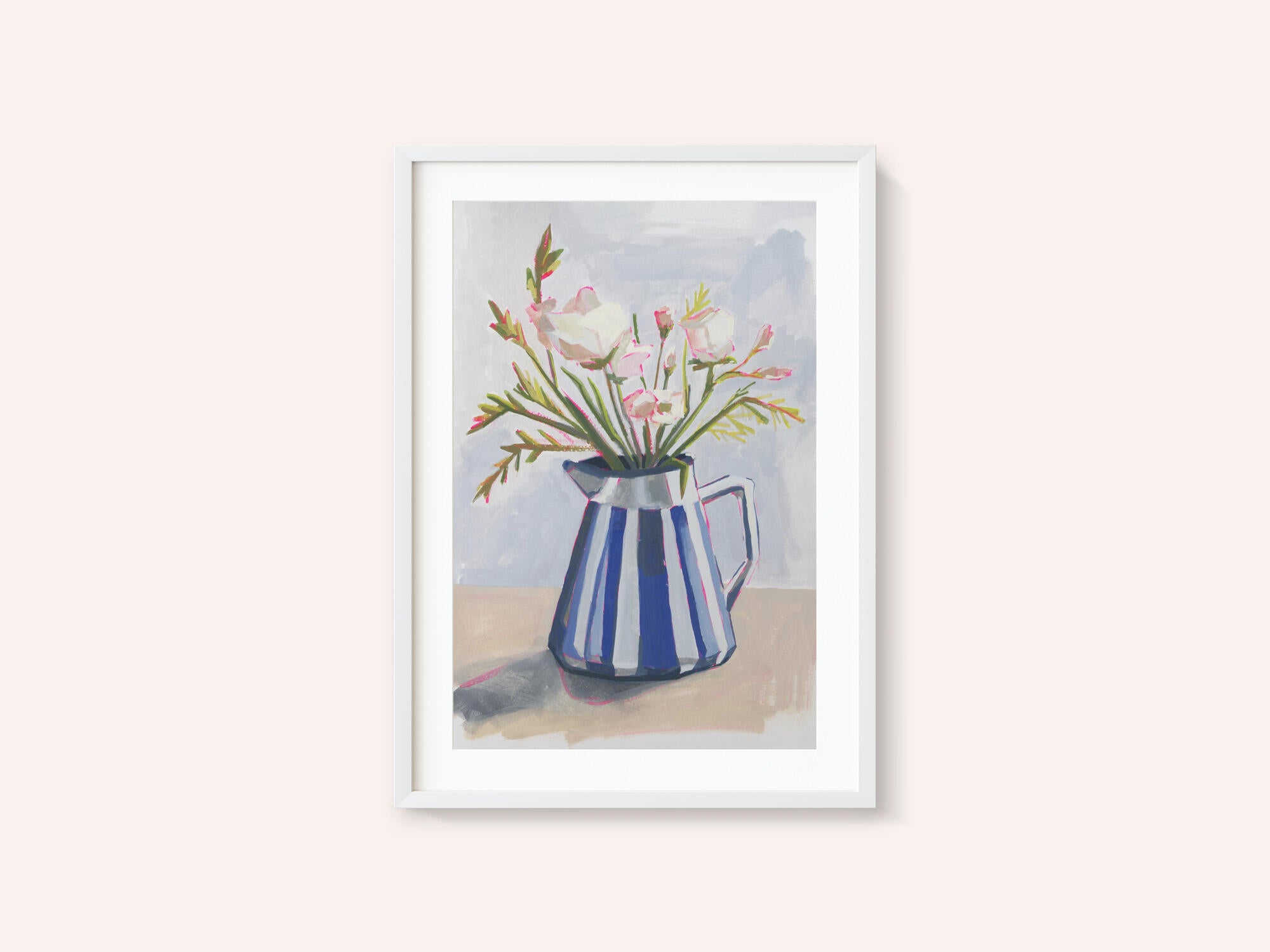 Fresh flowers in a striped vase I