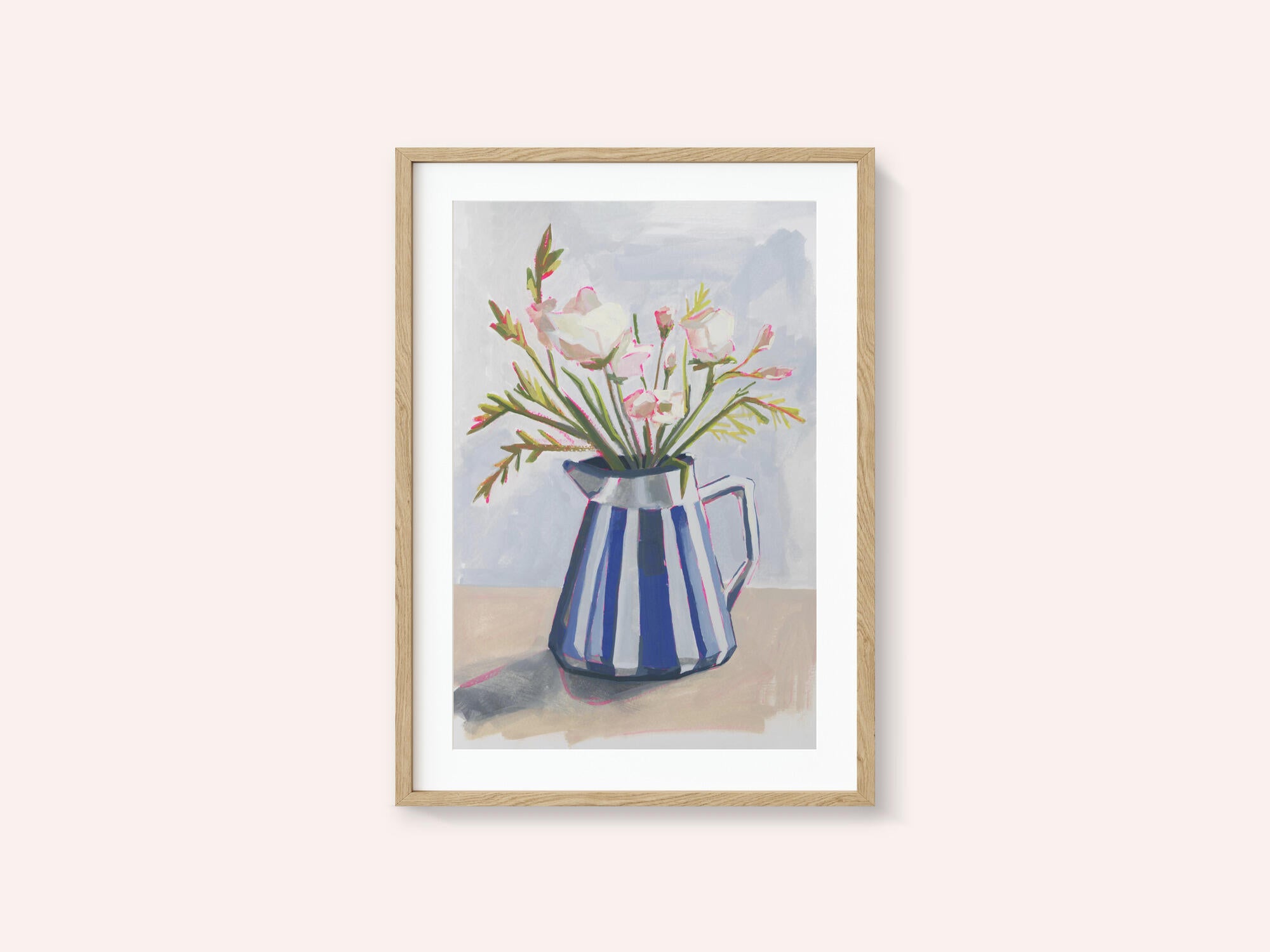 Fresh flowers in a striped vase I